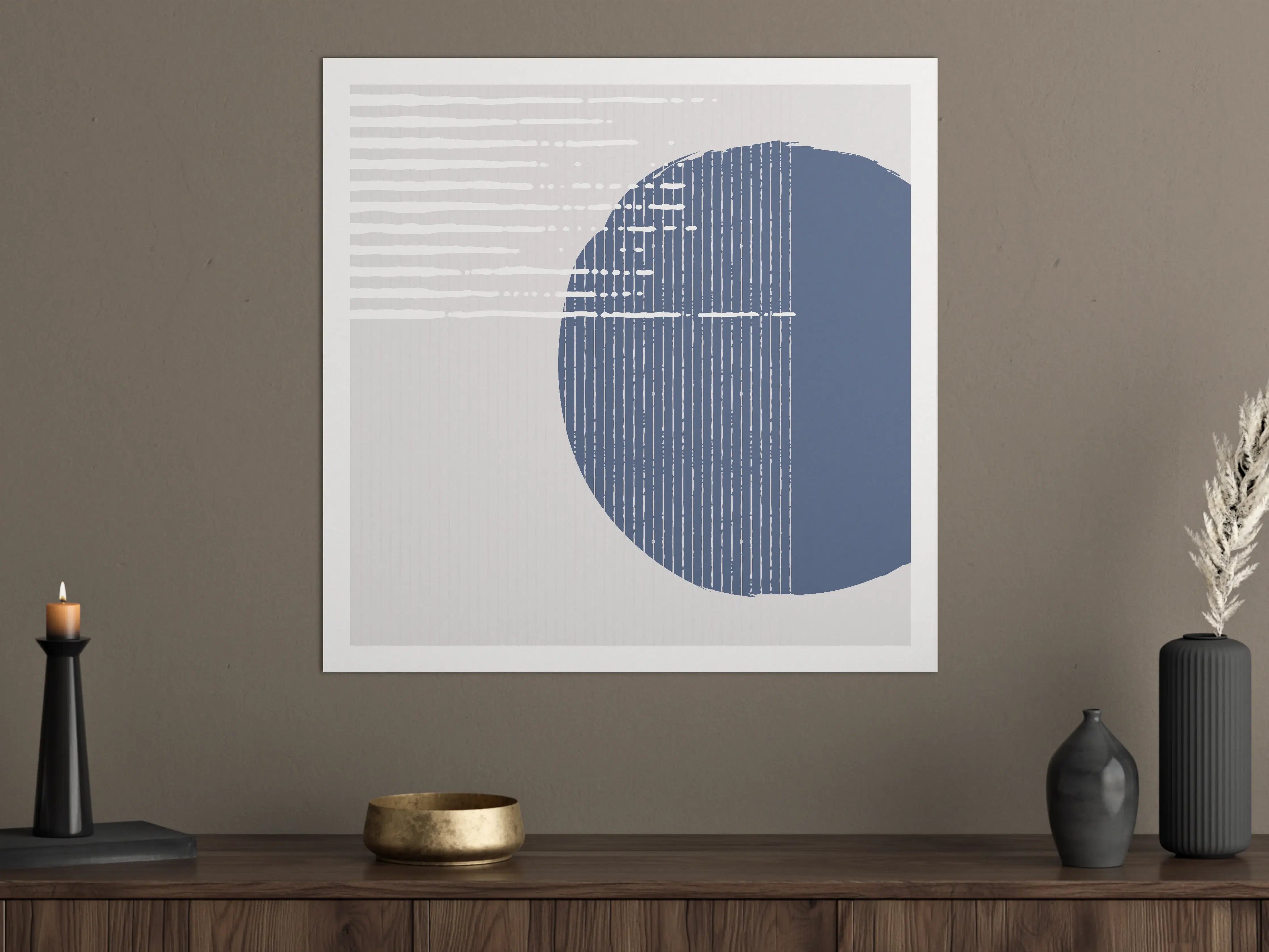 Große Wandbilder - Abstrakte, geometrische Wandgestaltung in Blautönen