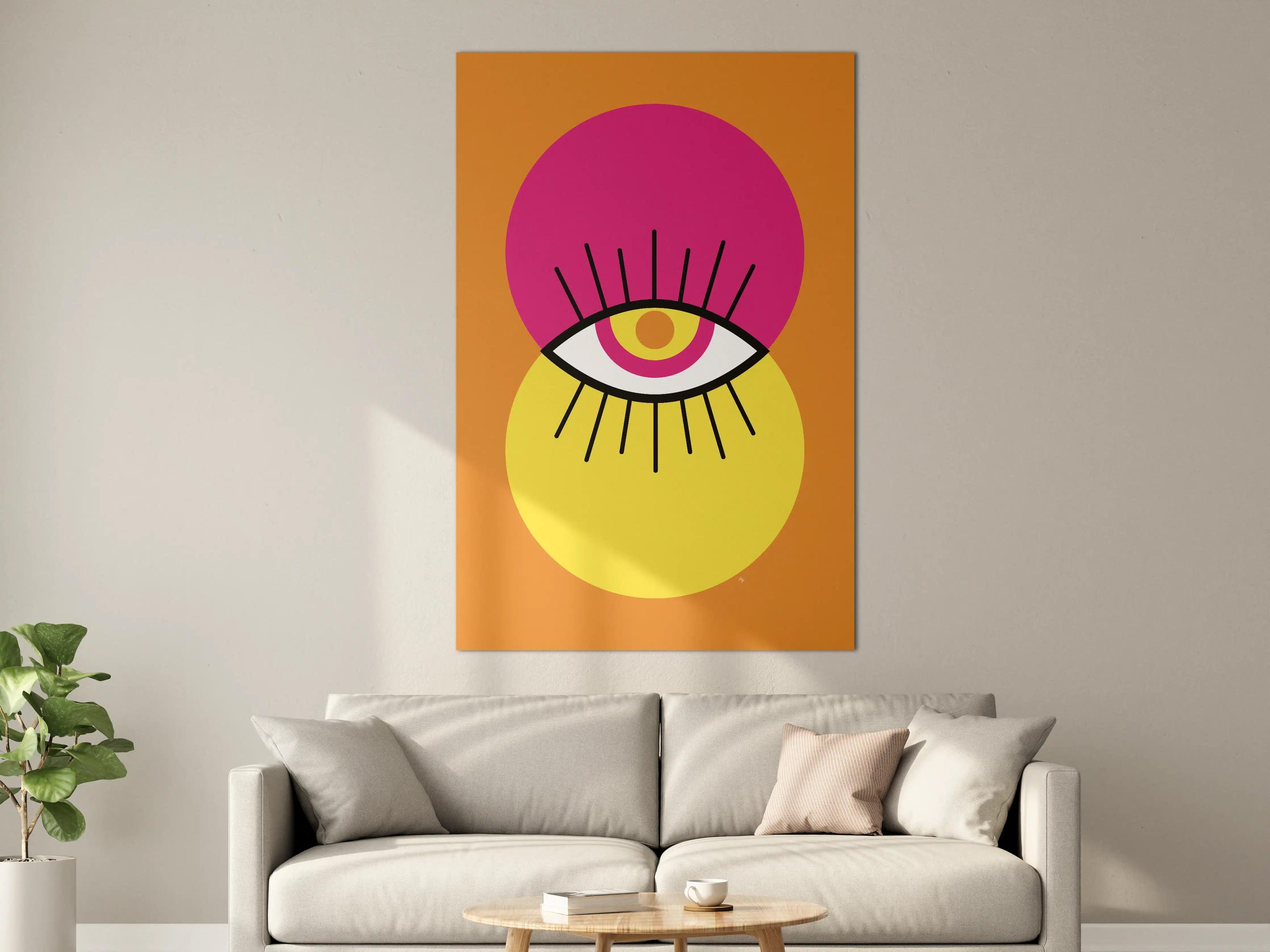 Große Wandbilder - Abstraktes Augen-Motiv in Neonfarben