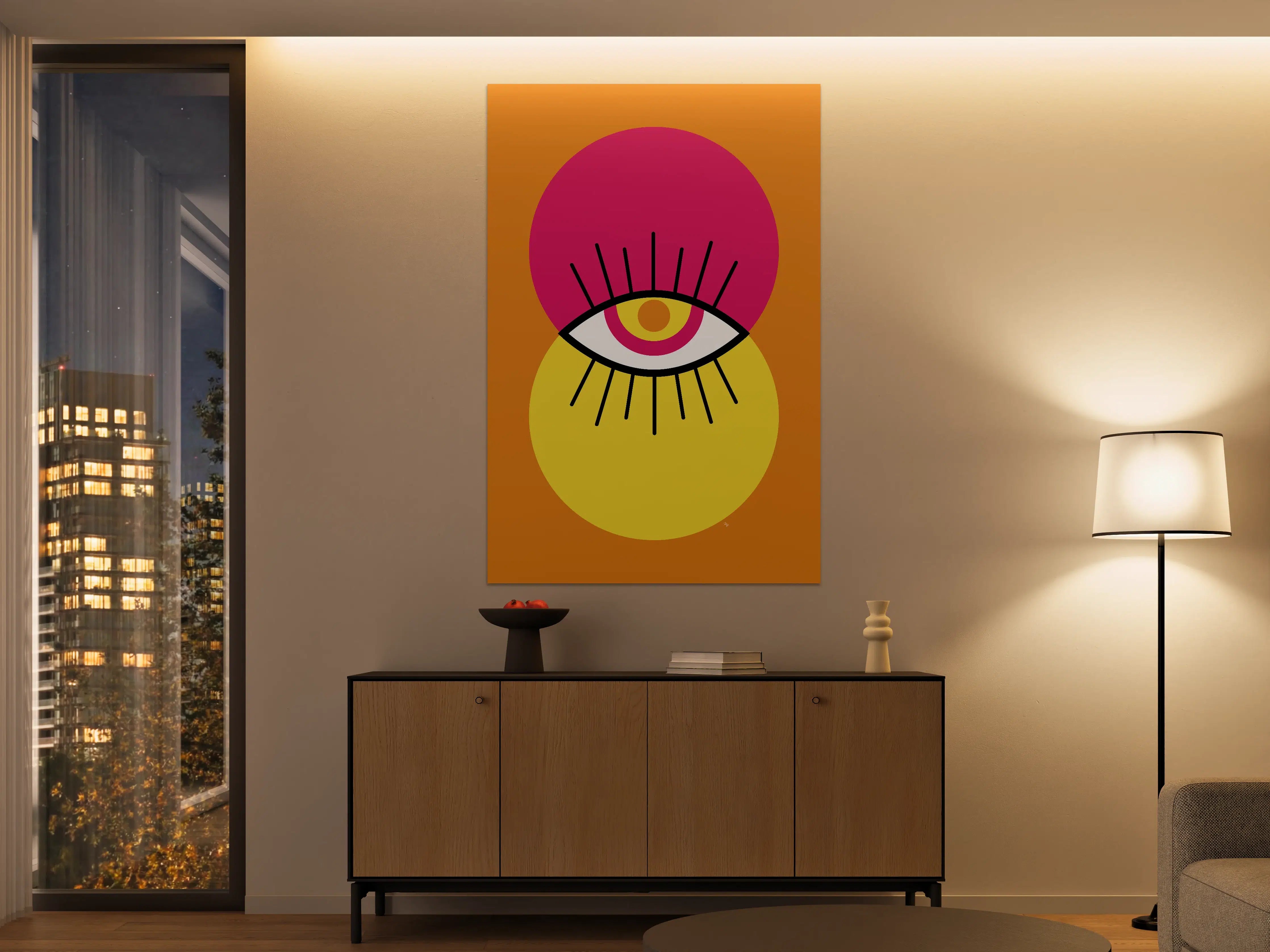 Große Wandbilder - Abstraktes Augen-Motiv in Neonfarben