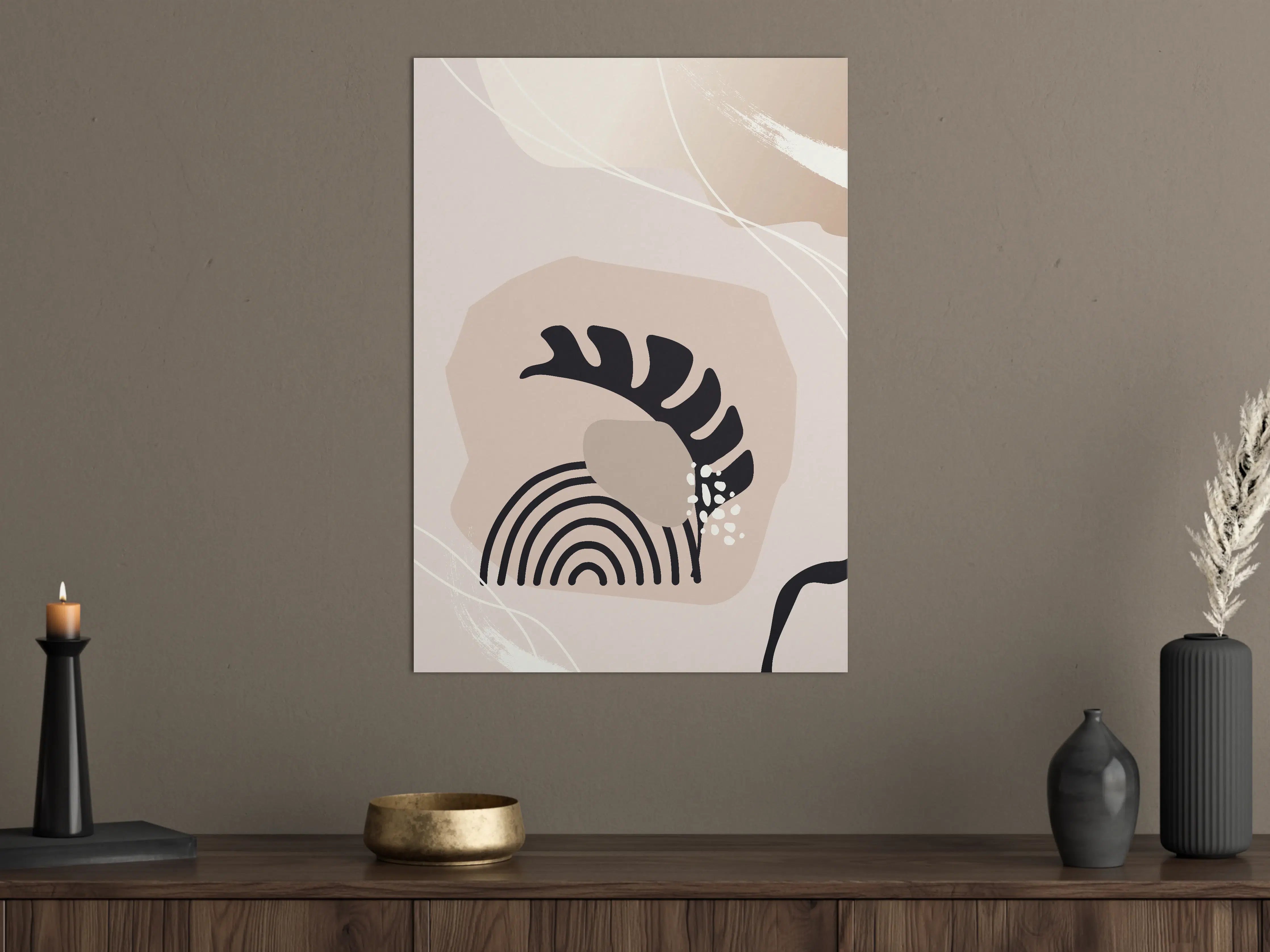 Große Wandbilder - Abstraktes Beige-Schwarz-Design