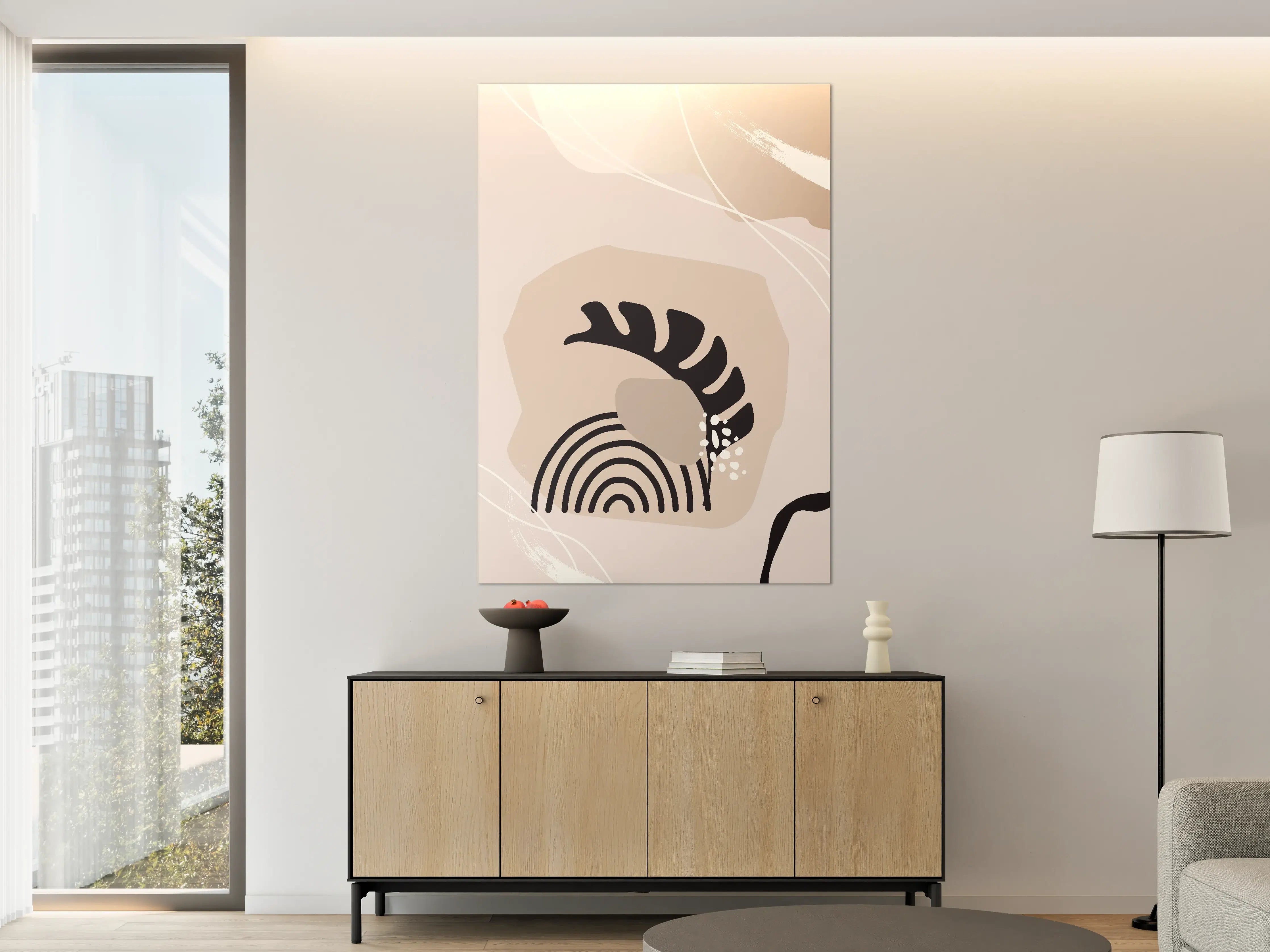 Große Wandbilder - Abstraktes Beige-Schwarz-Design