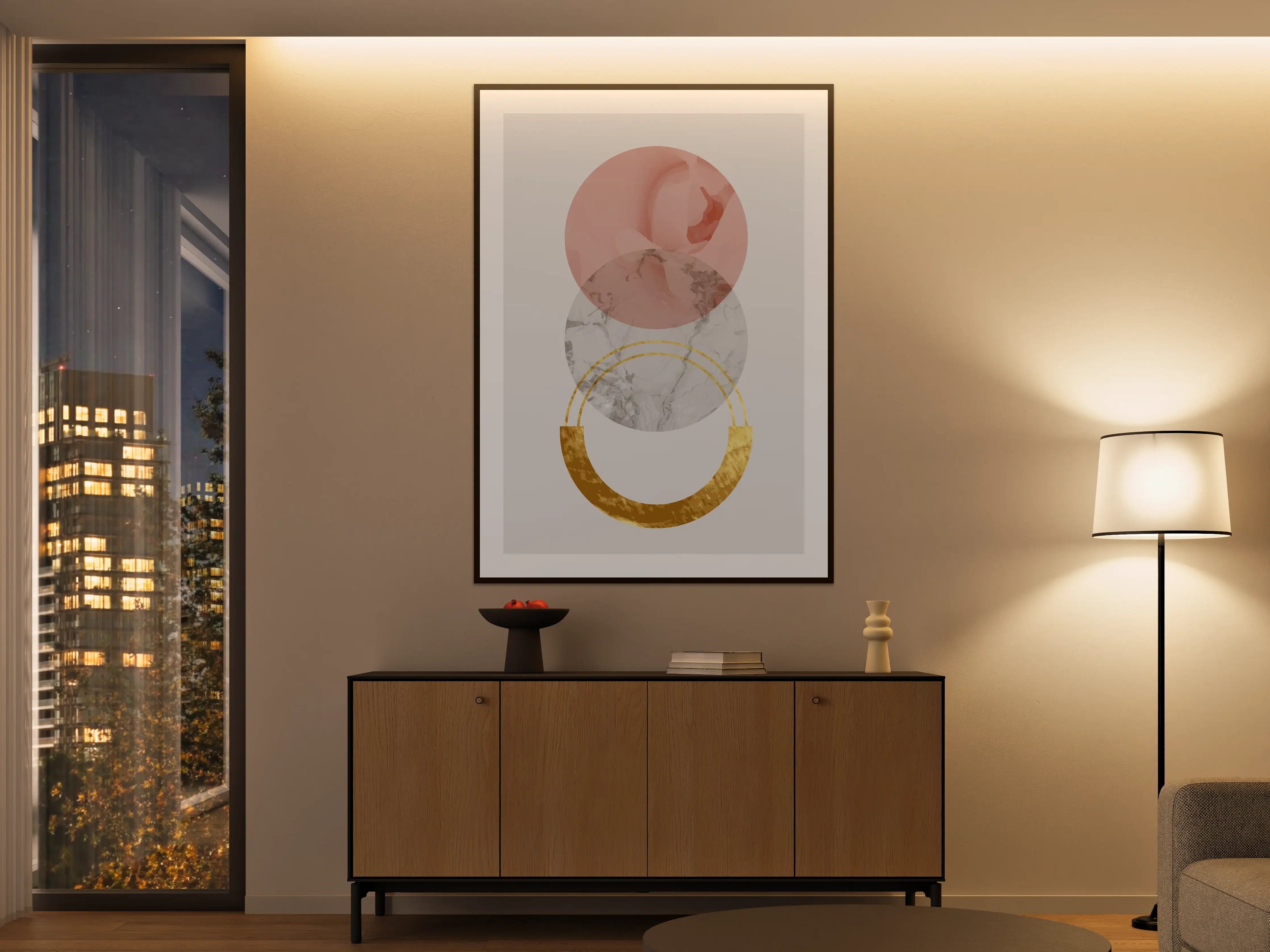 Große Wandbilder - Abstraktes Design mit pastellfarbenen Kreisen