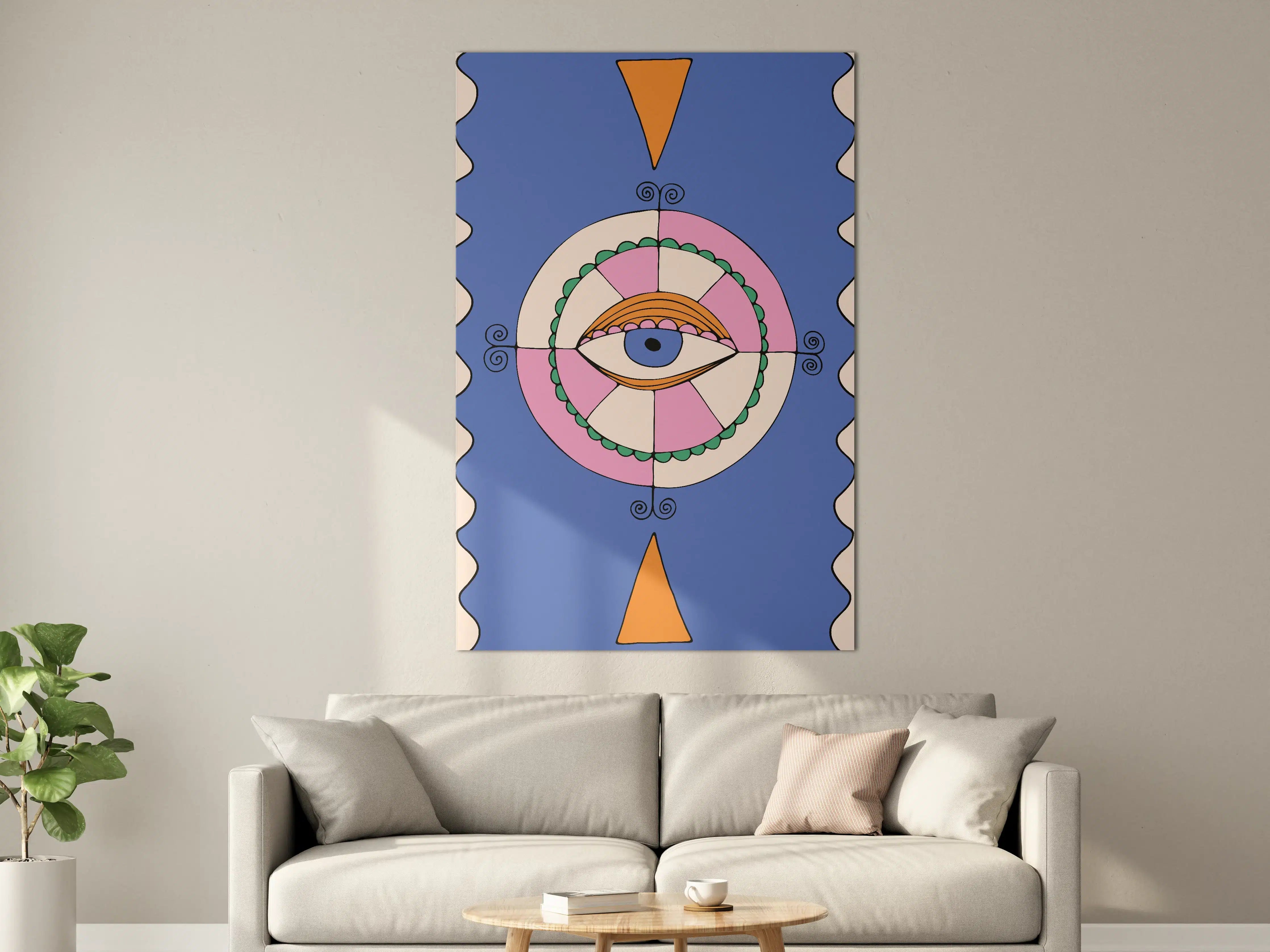 Große Wandbilder - Abstraktes Eye-Art mit geometrischen Formen und Pastellfarben
