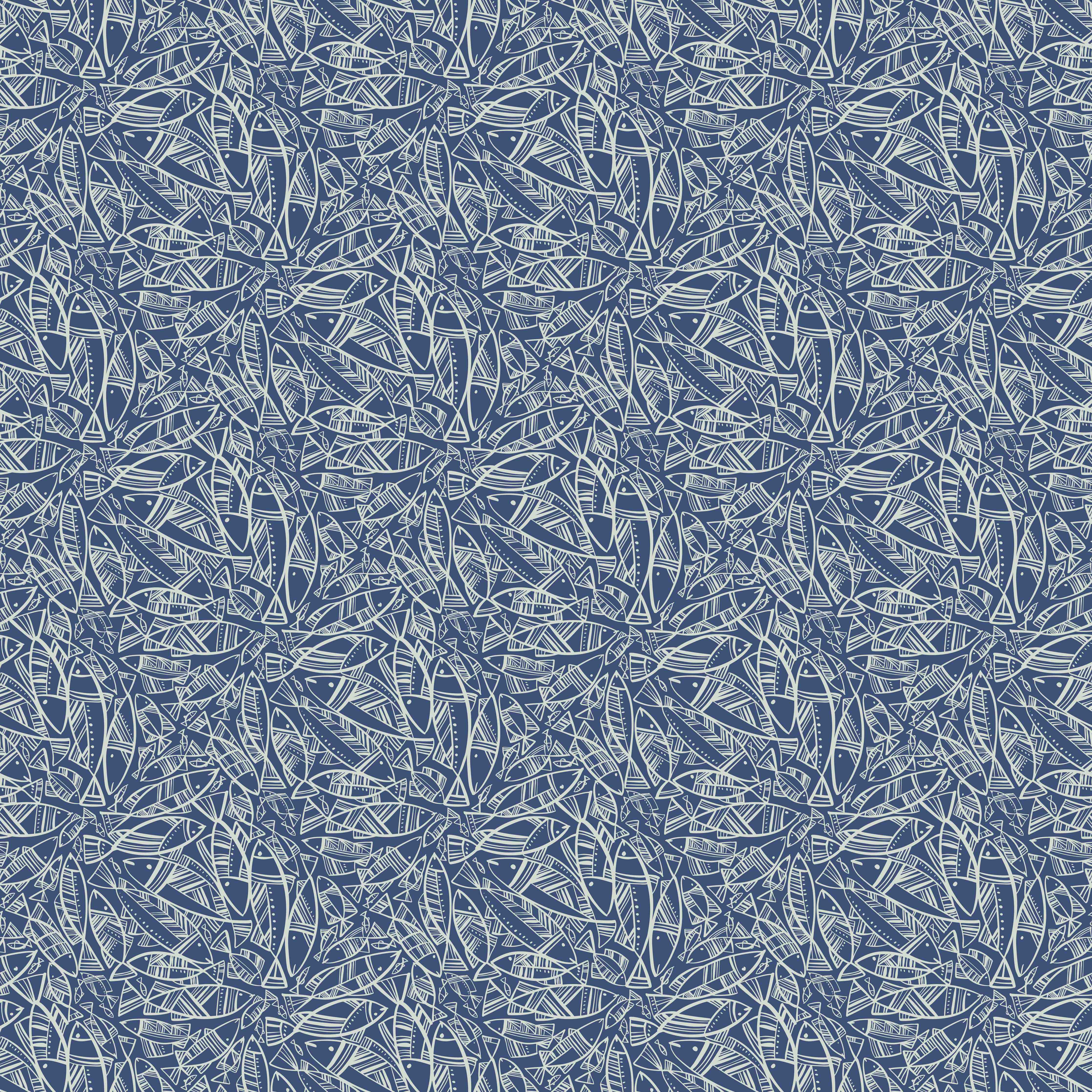 Große Wandbilder-Abstraktes Fischmuster Blau