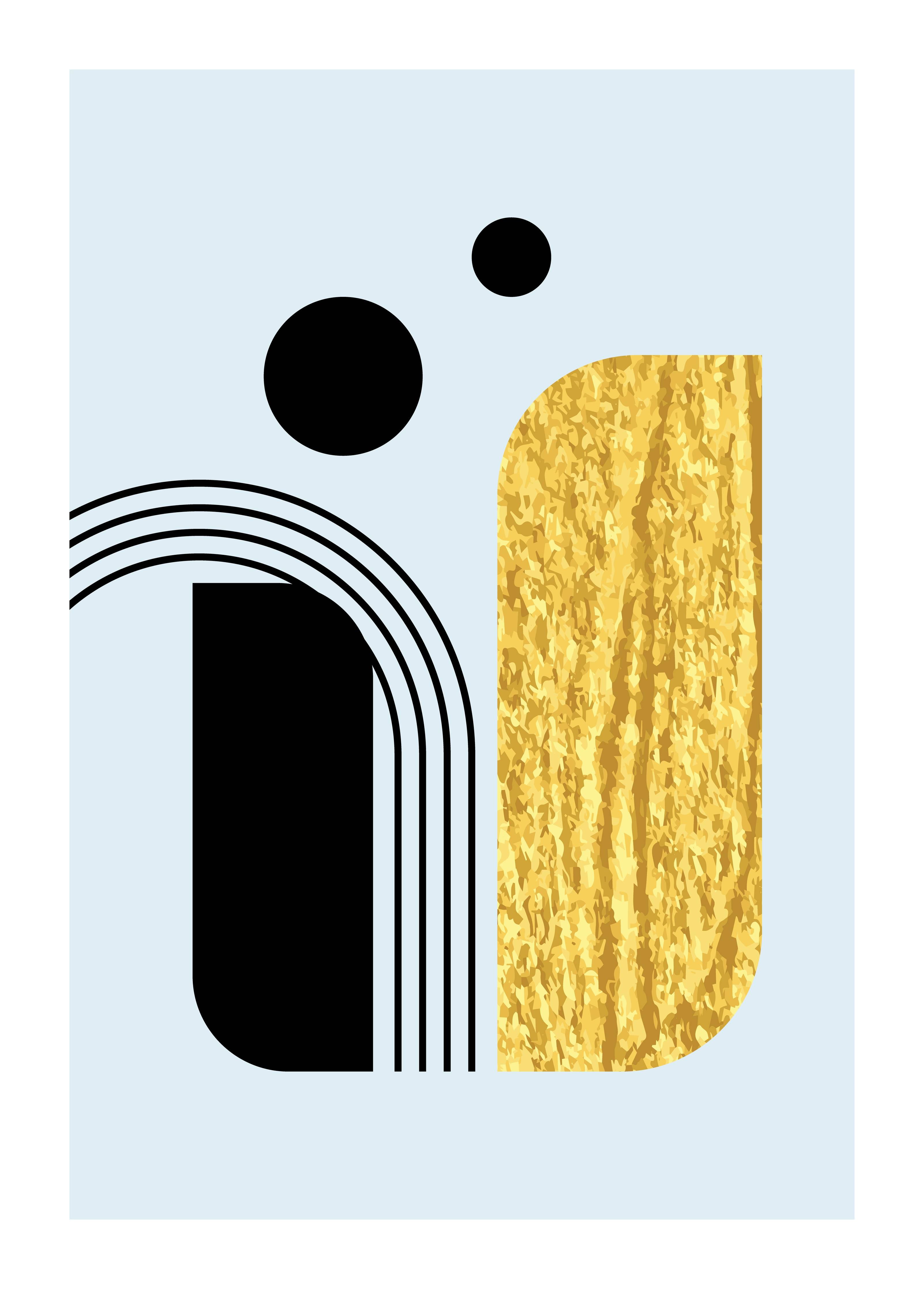 Große Wandbilder-Abstraktes Geometrie-Design in Pastell mit Goldakzenten