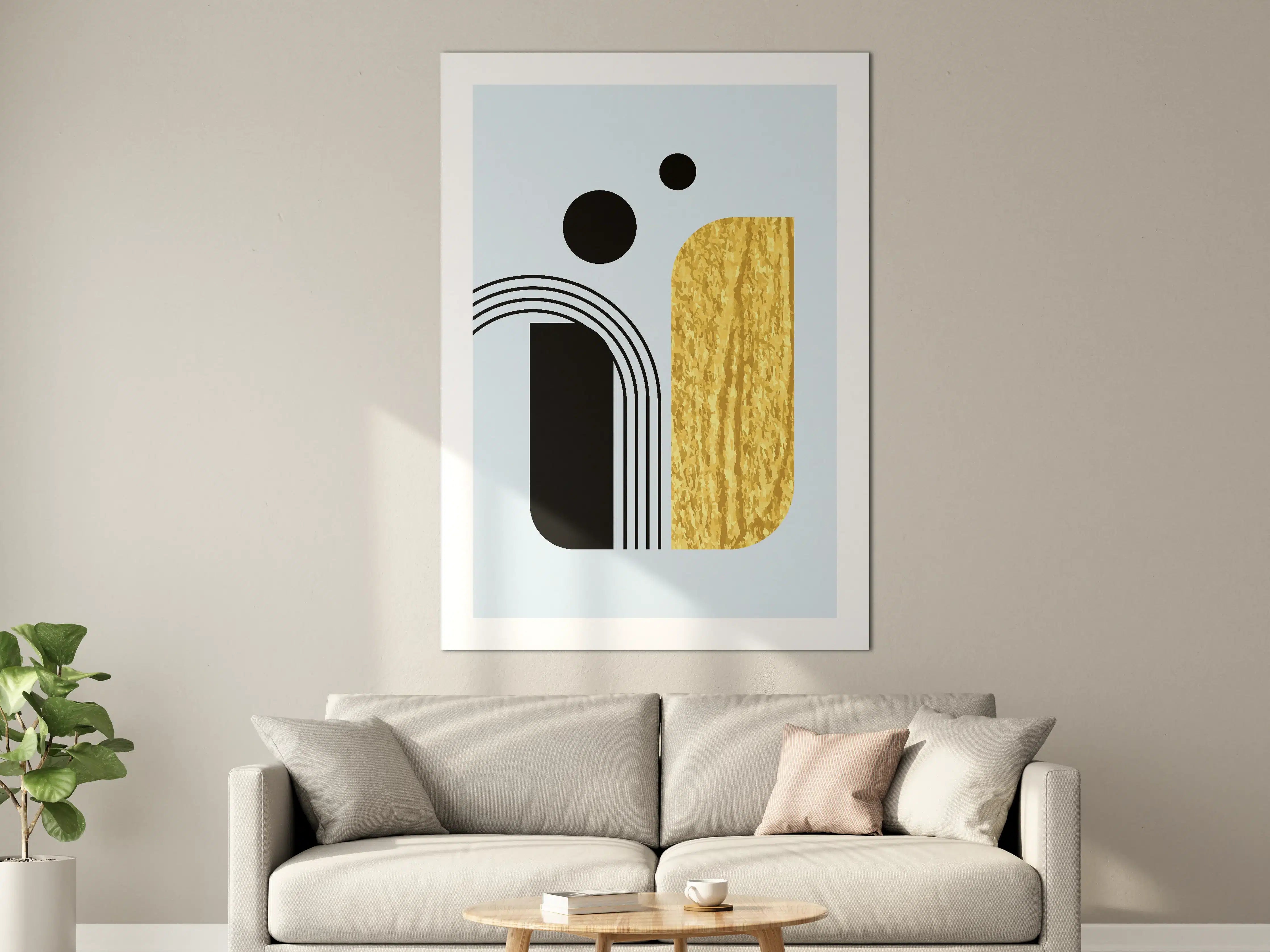 Große Wandbilder - Abstraktes Geometrie-Design in Pastell mit Goldakzenten