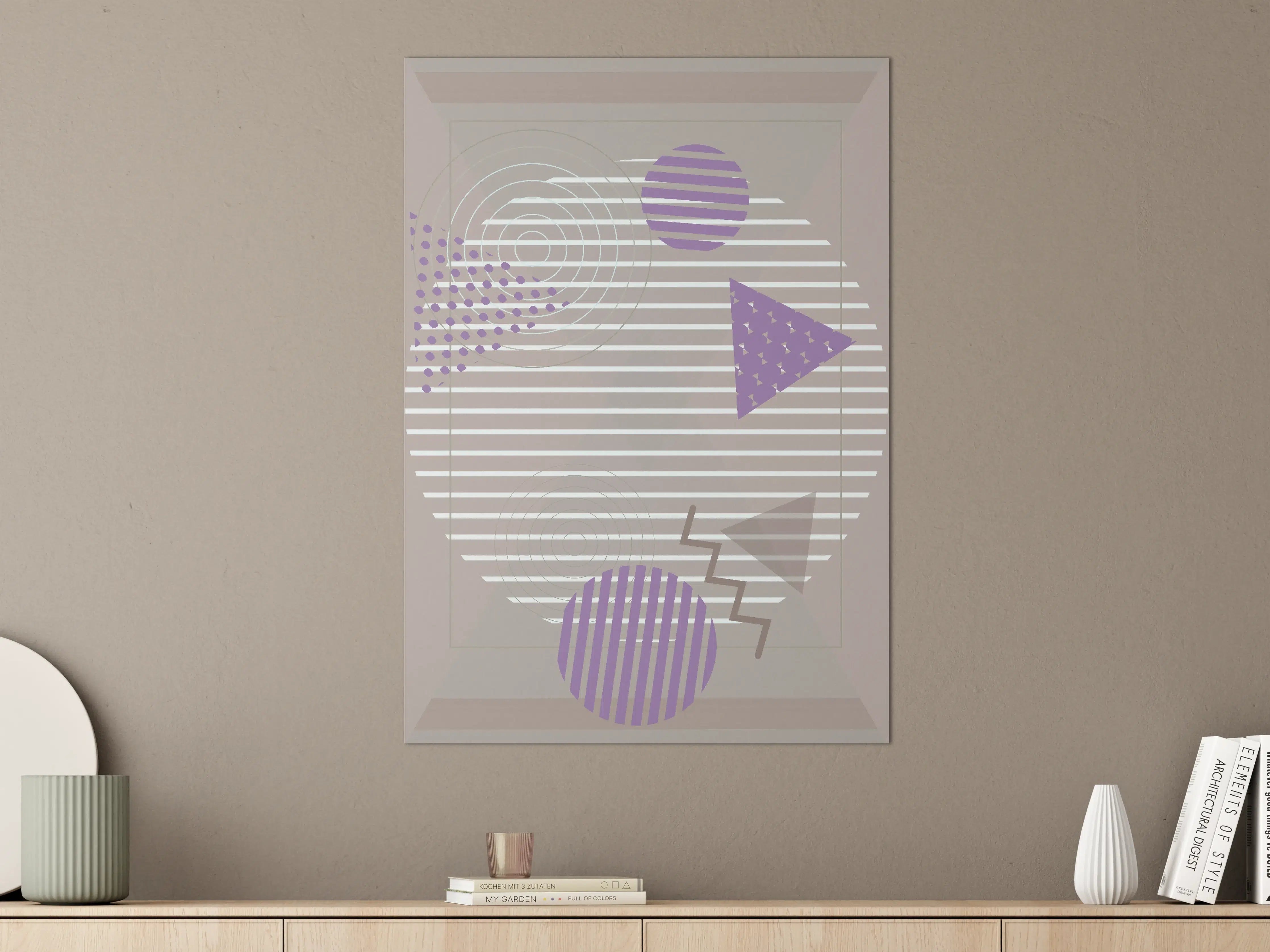 Große Wandbilder - Abstraktes Geometrie-Design in Rosa und Grau