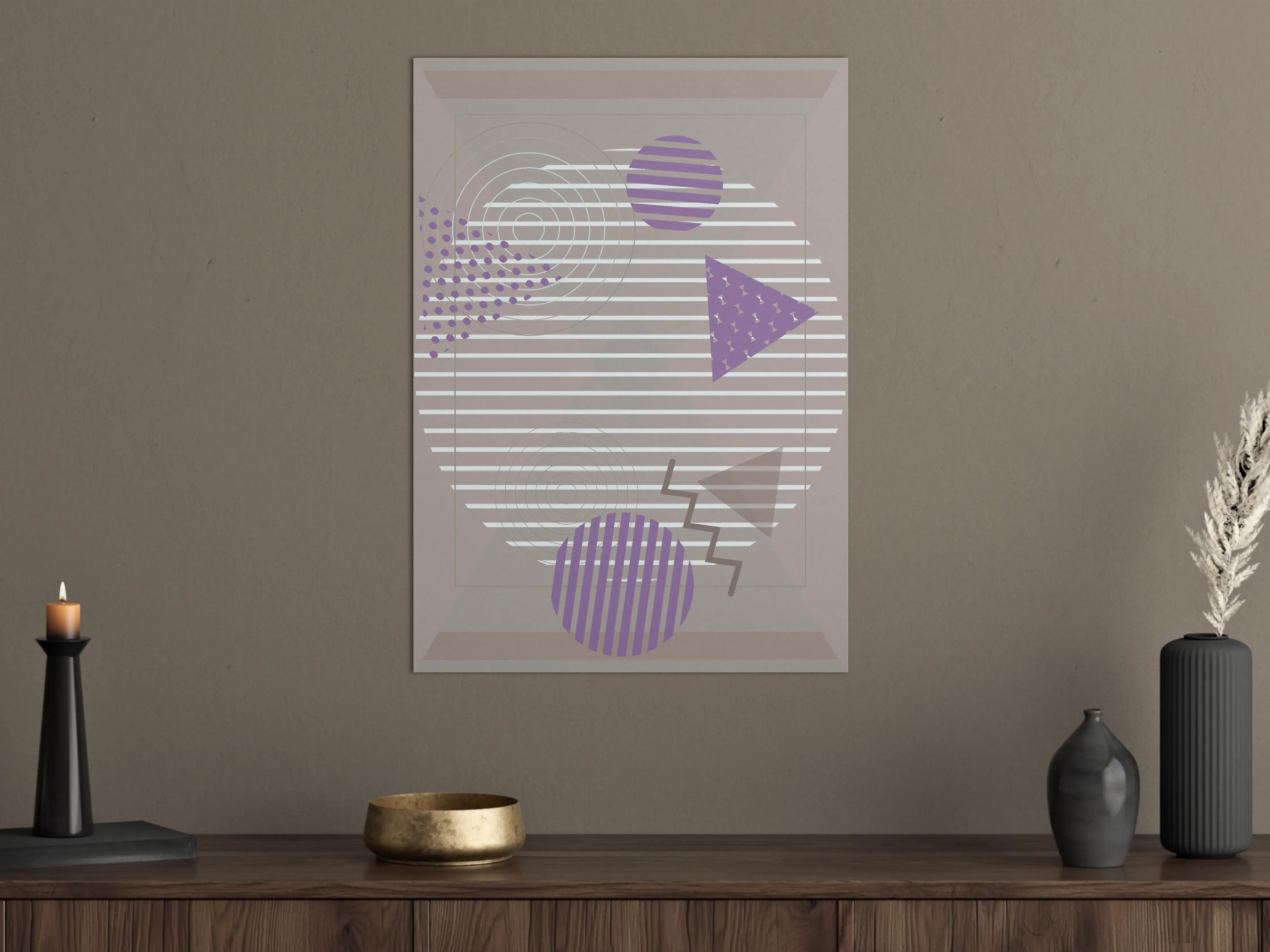 Große Wandbilder - Abstraktes Geometrie-Design in Rosa und Grau