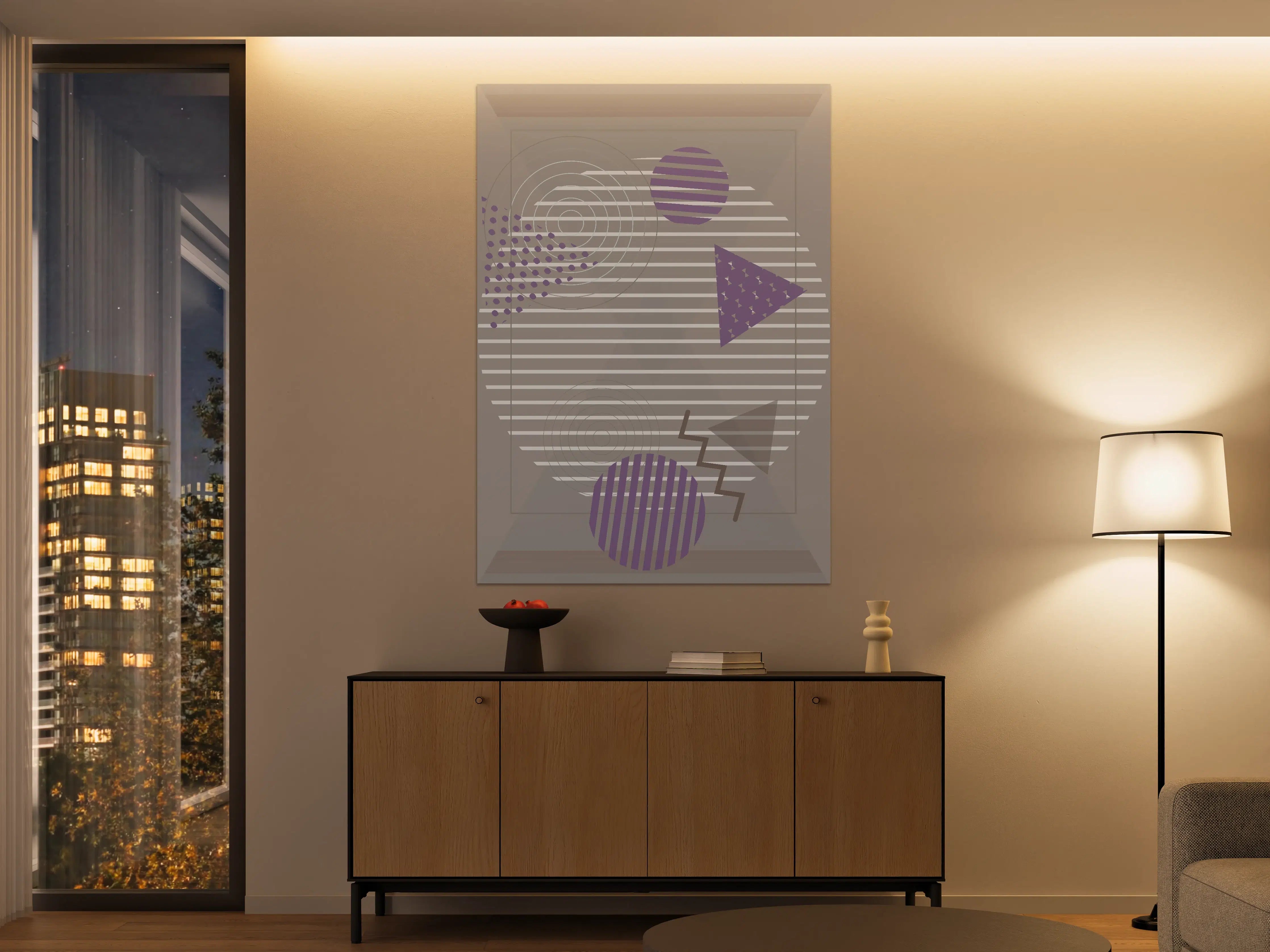 Große Wandbilder - Abstraktes Geometrie-Design in Rosa und Grau