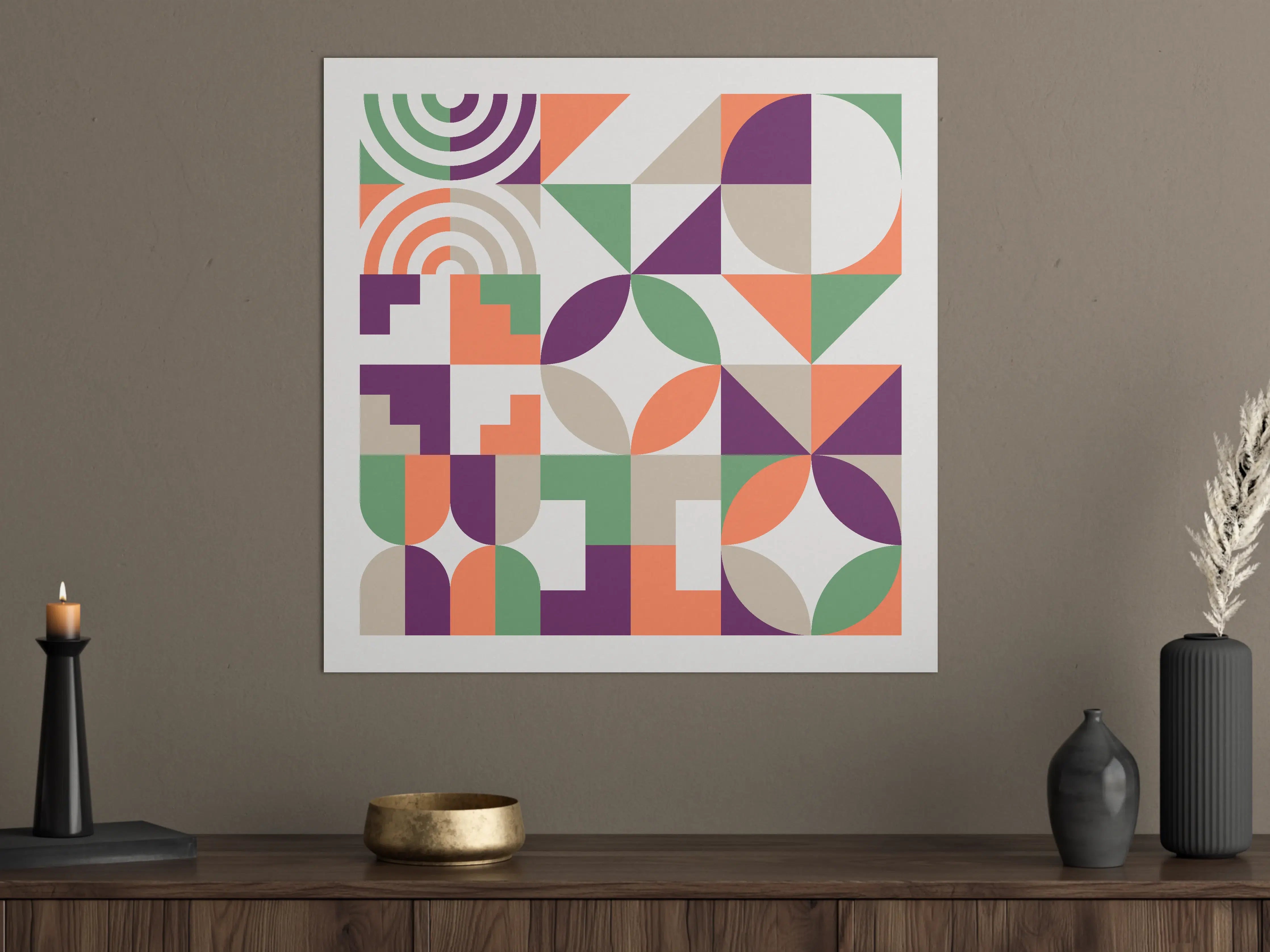 Große Wandbilder - Abstraktes Geometrie-Muster in Pastellfarben