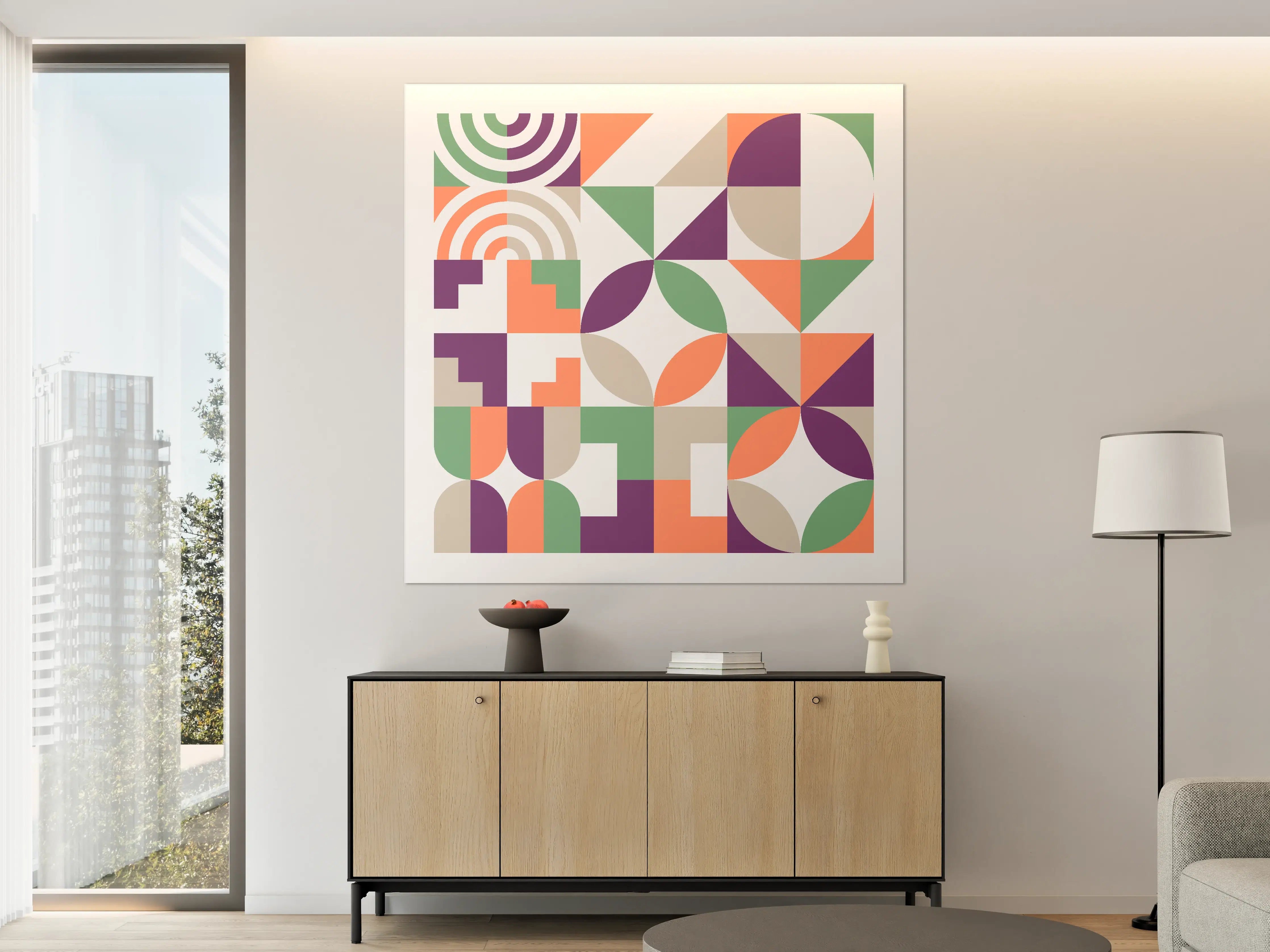 Große Wandbilder - Abstraktes Geometrie-Muster in Pastellfarben