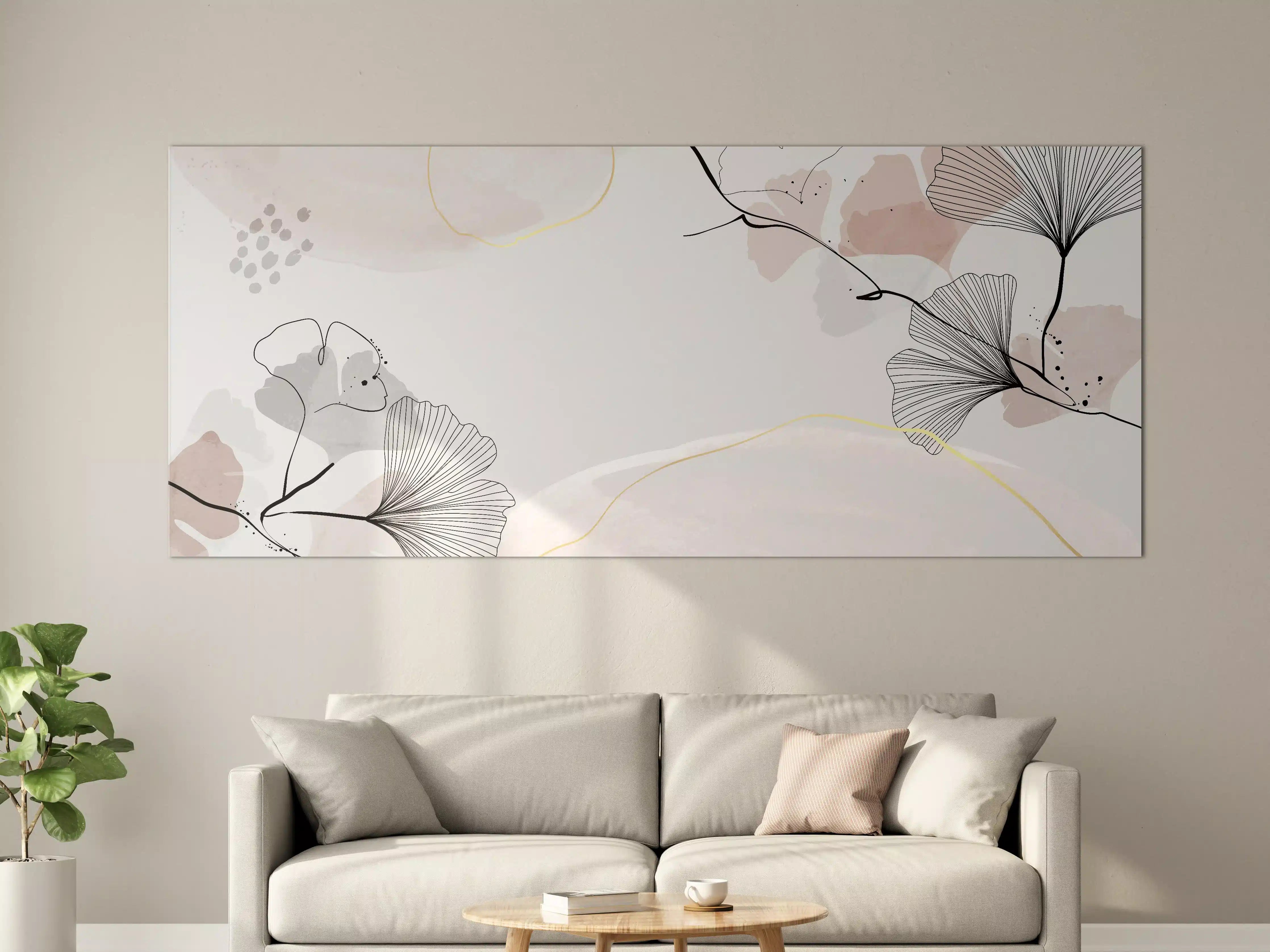 Große Wandbilder - Abstraktes Ginkgo-Blatt Design
