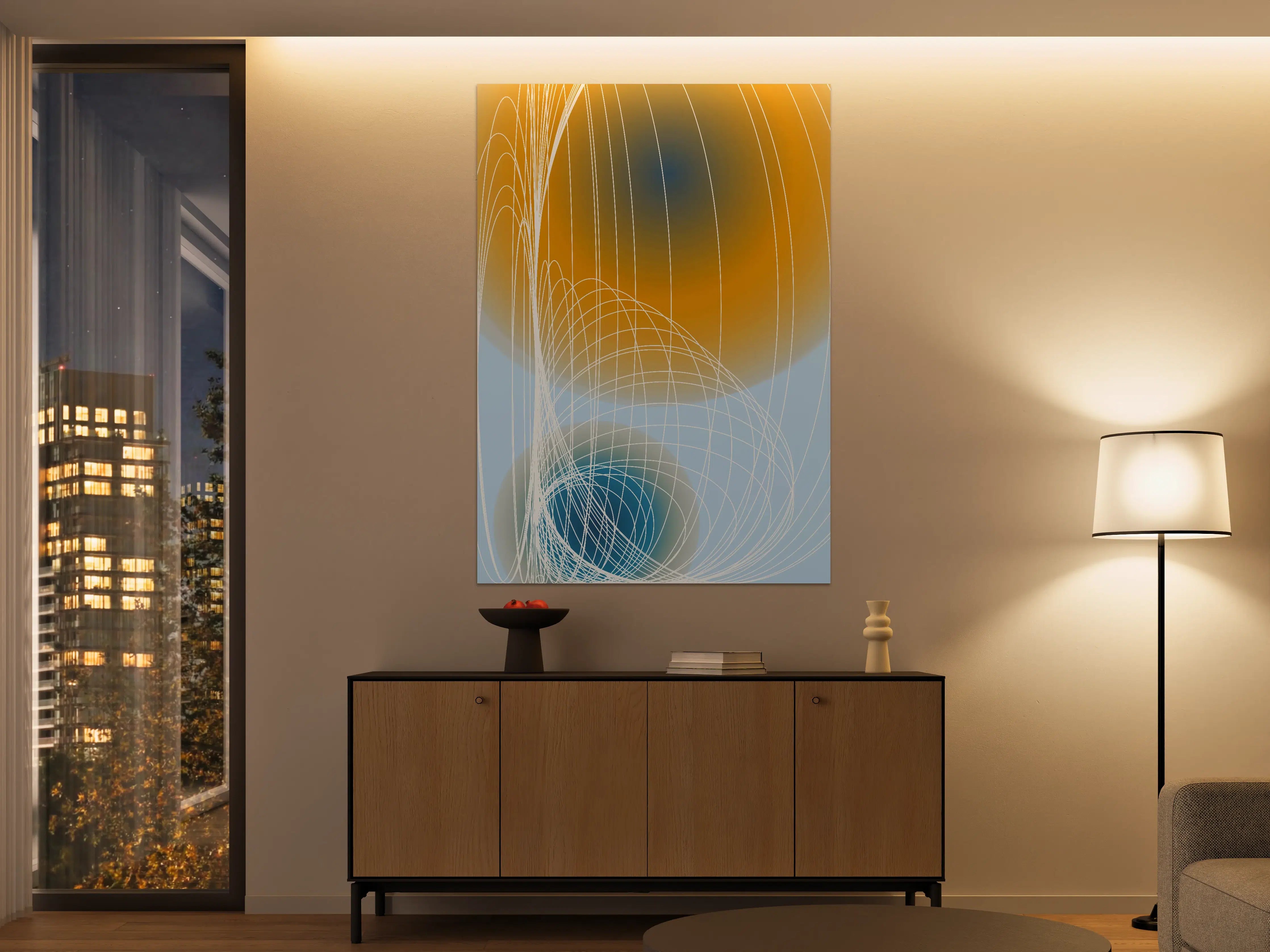 Große Wandbilder - Abstraktes Linien-Design in warmen Tönen