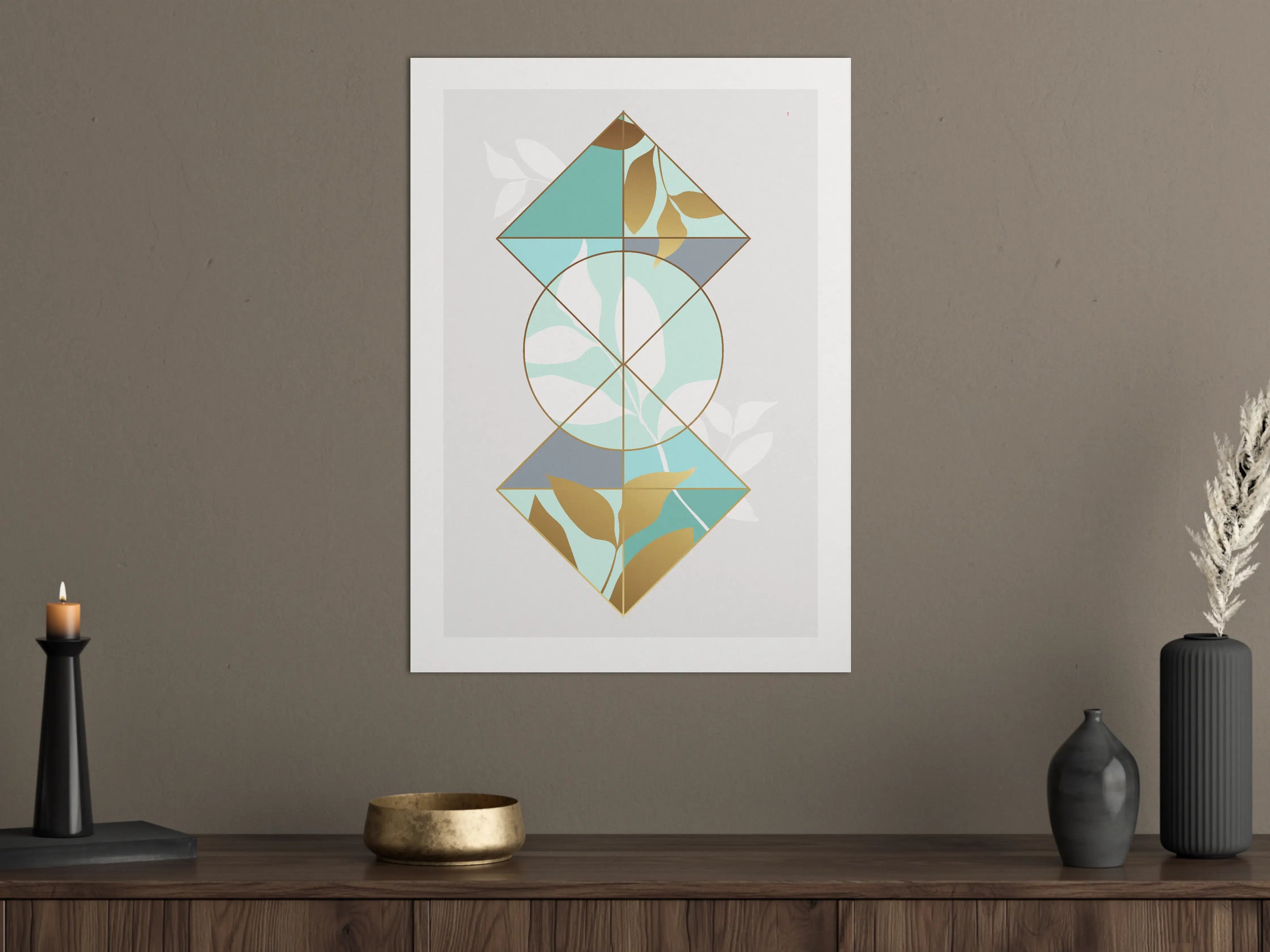 Große Wandbilder - Abstraktes Organic Design mit Goldakzenten