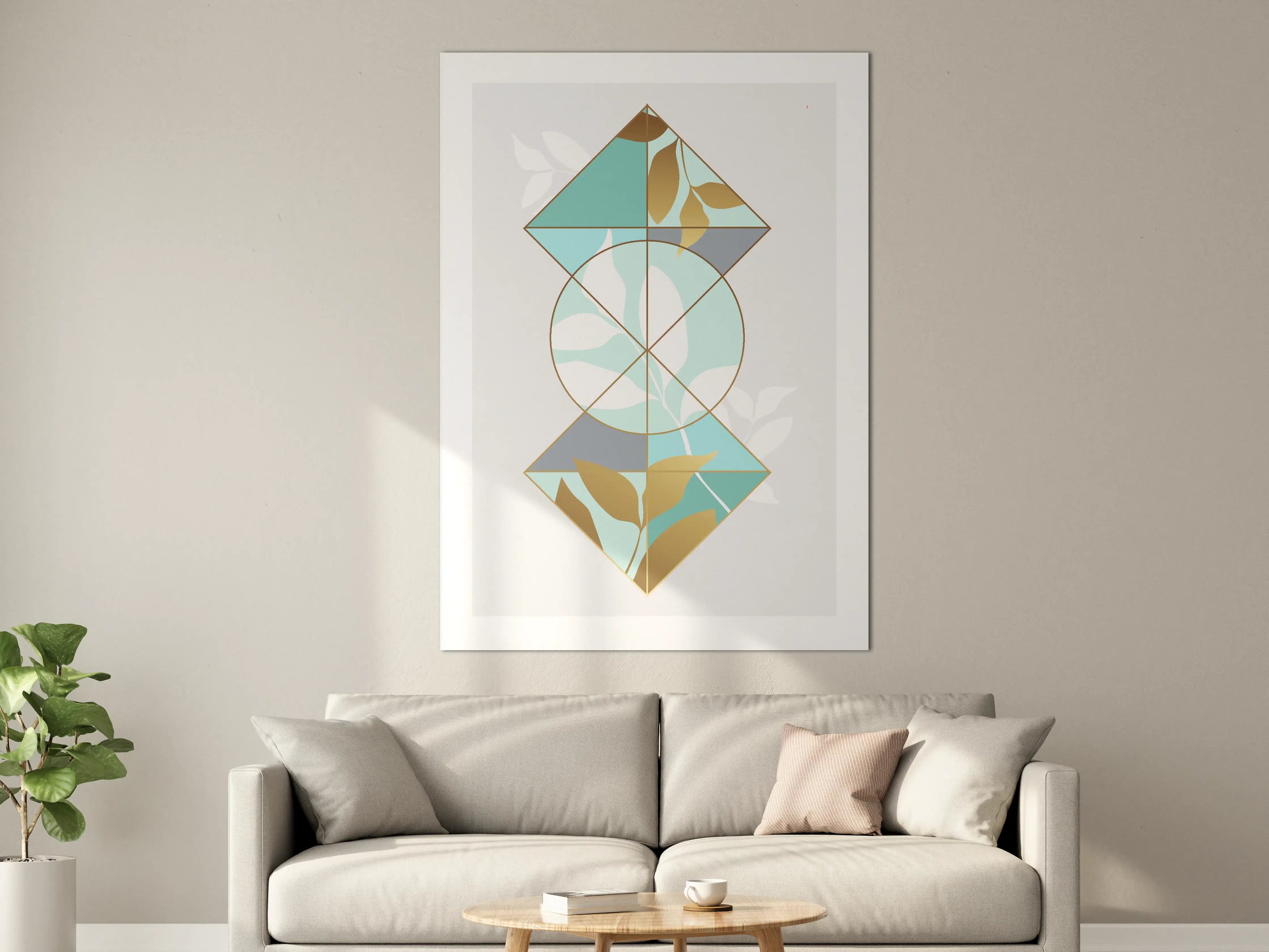 Große Wandbilder - Abstraktes Organic Design mit Goldakzenten