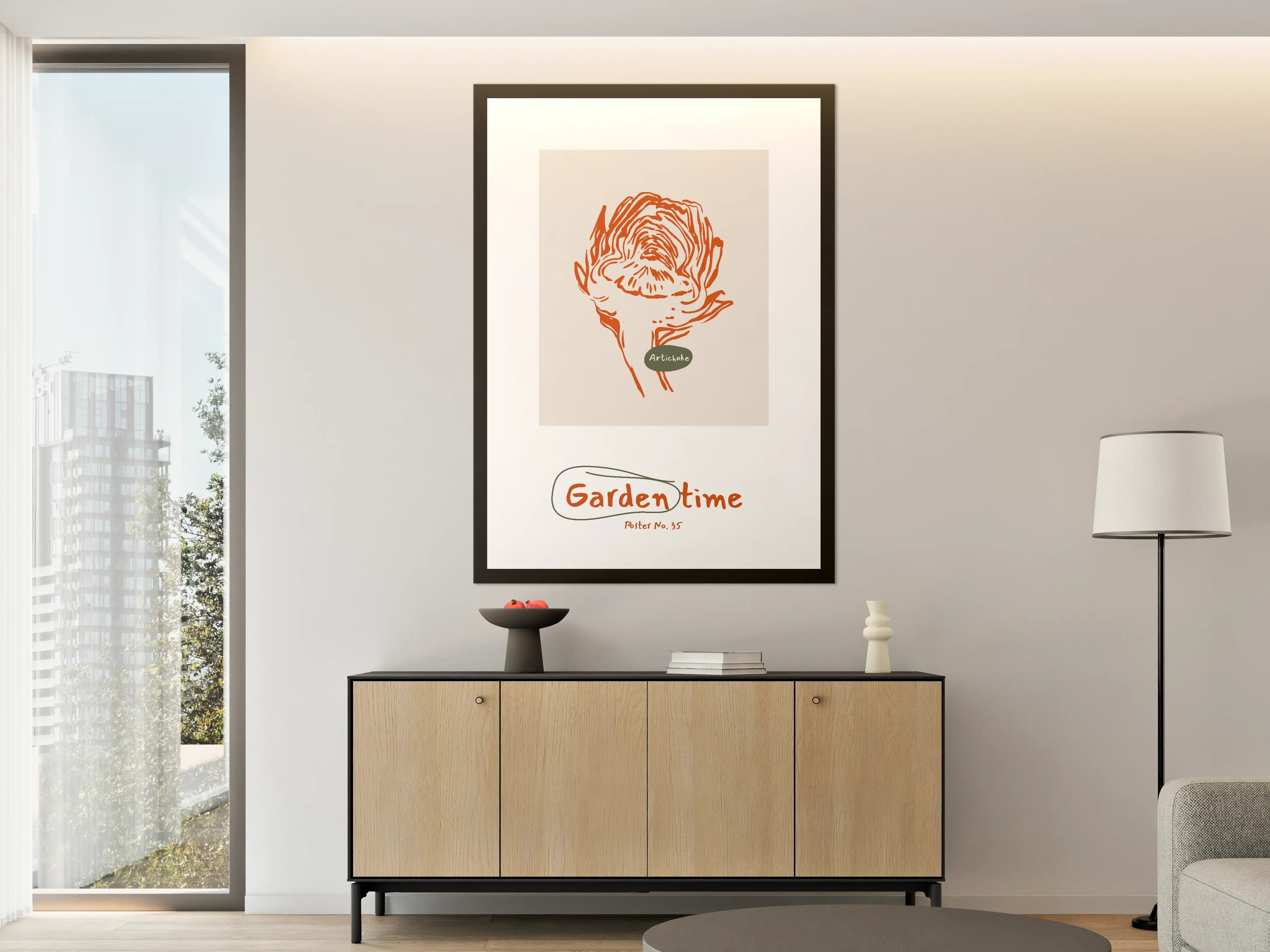 Große Wandbilder - Abstraktes Rosen-Motiv in Orange