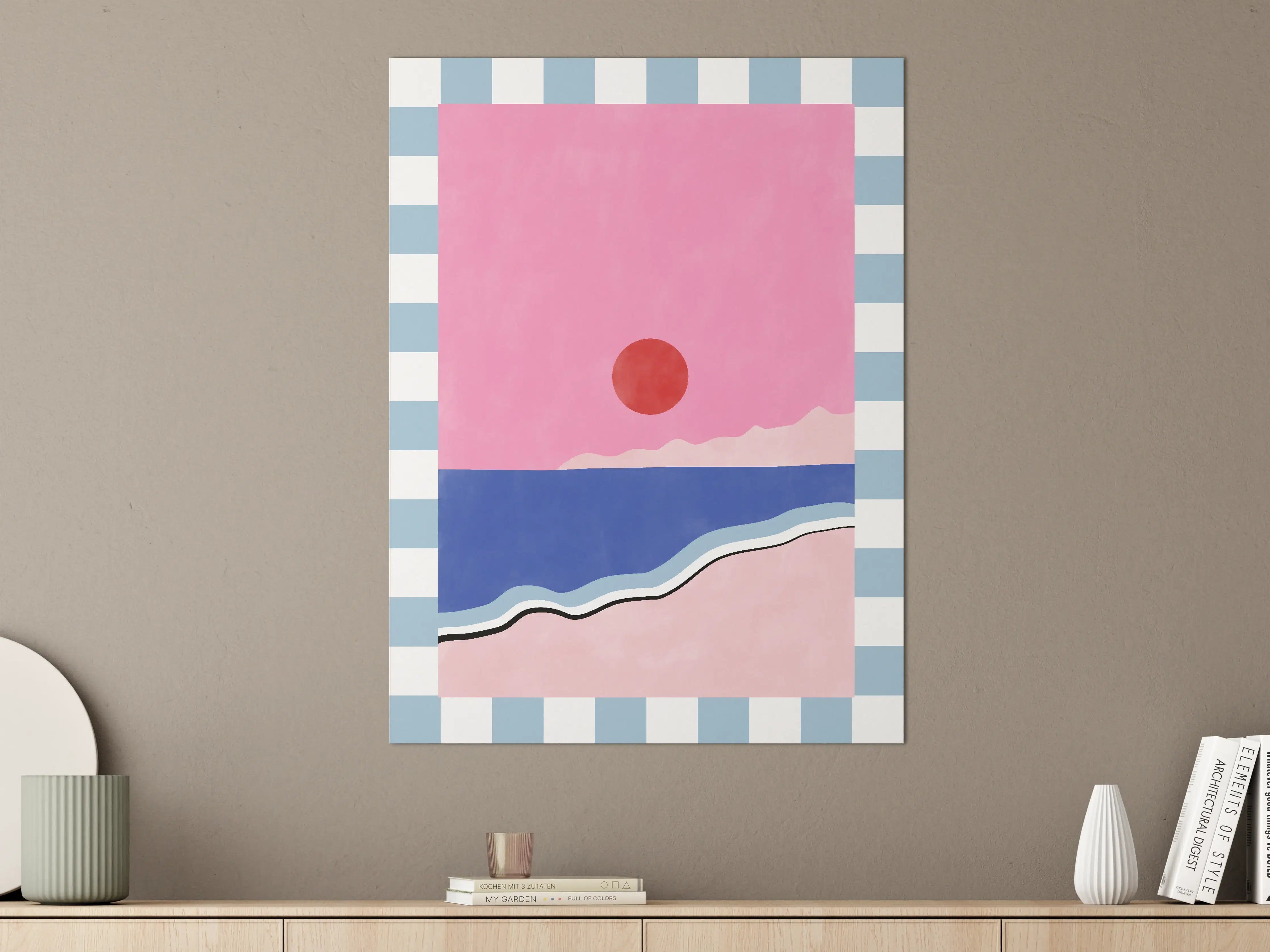 Große Wandbilder - Abstraktes Sonnenuntergangsbild in Pastellfarben