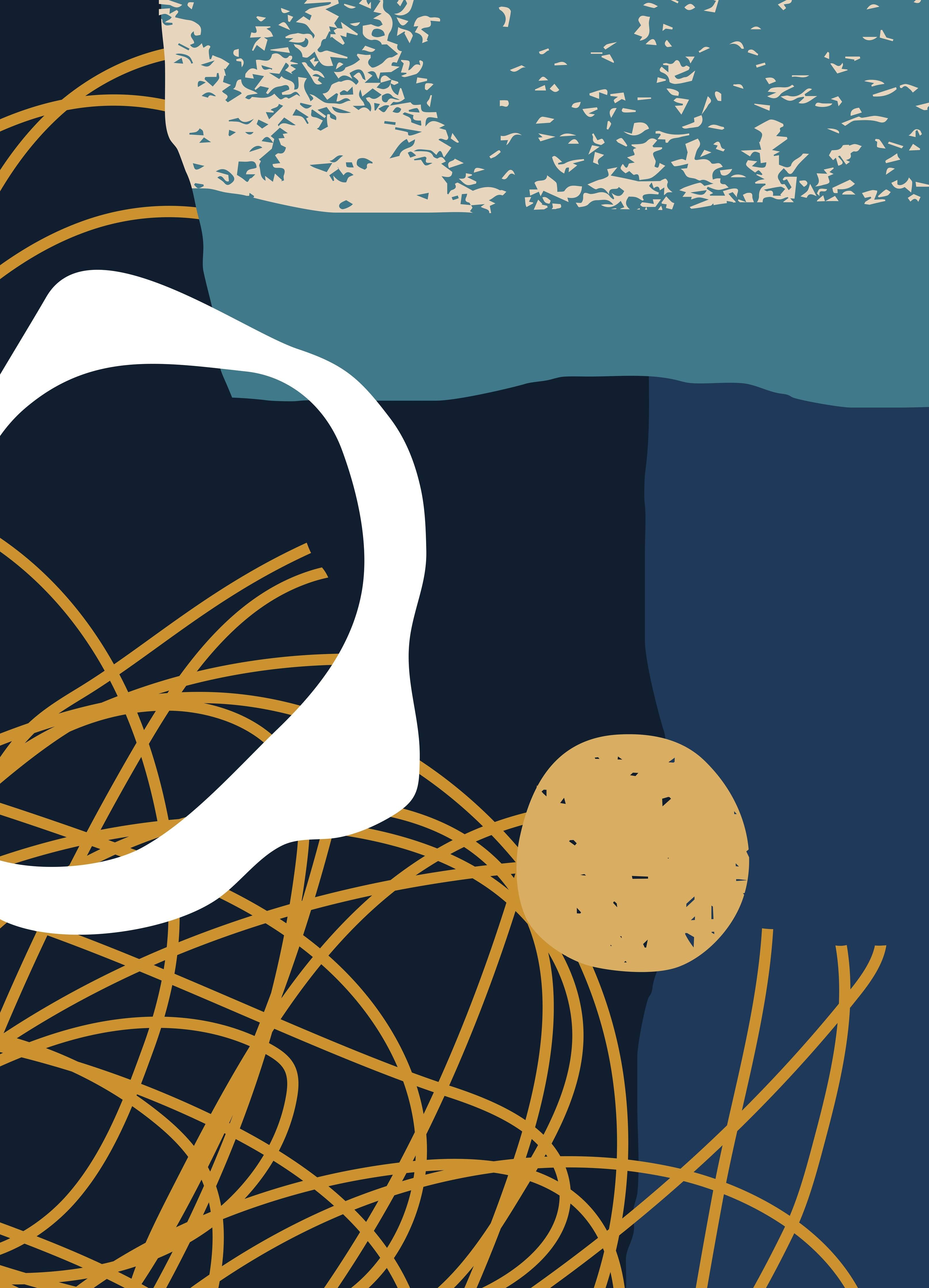 Große Wandbilder-Abstraktes Wasser- und Naturmotiv in Blau- und Beigetönen