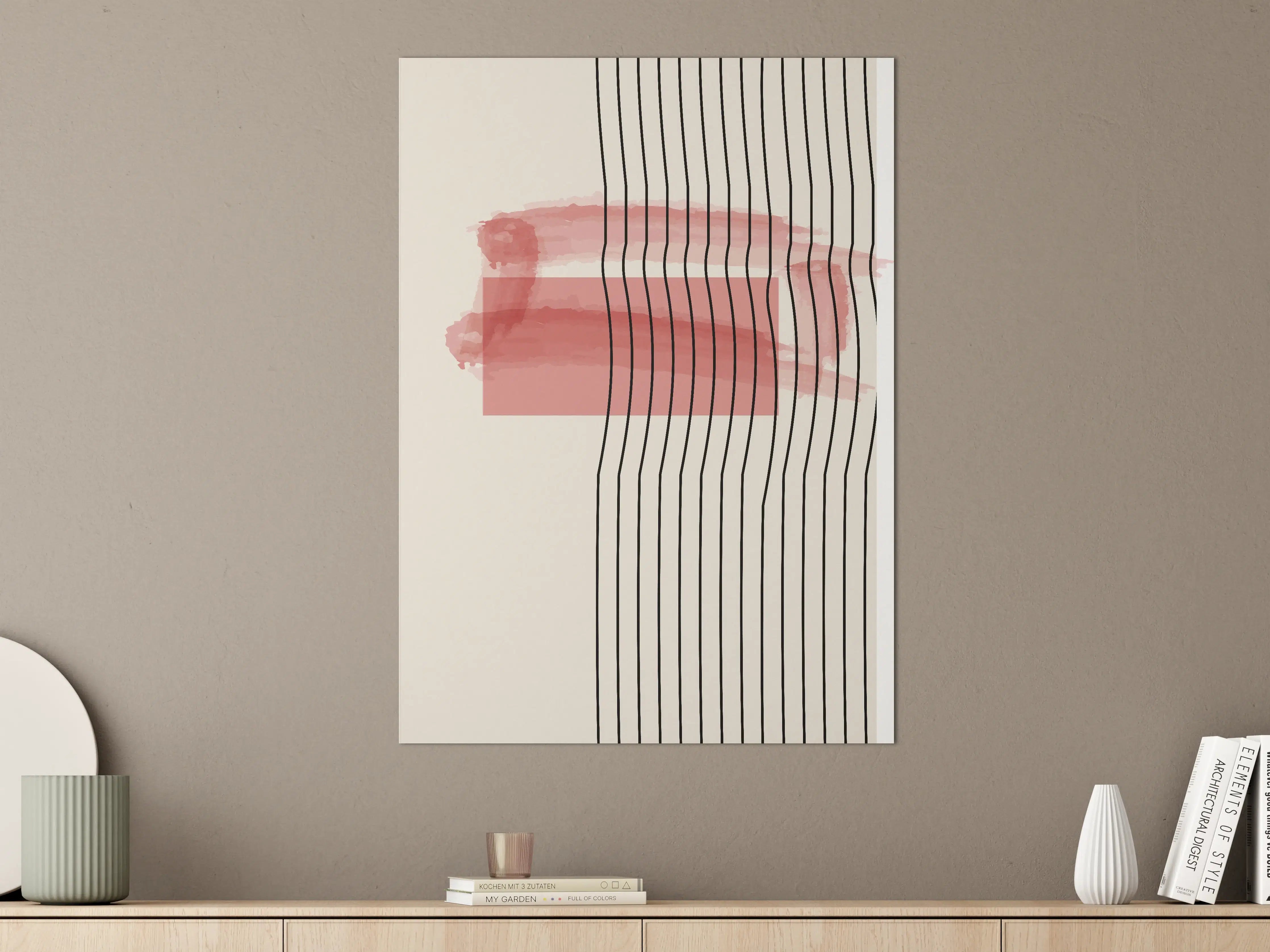 Große Wandbilder - Abstraktes Wasserfarben-Design in Rot und Grau