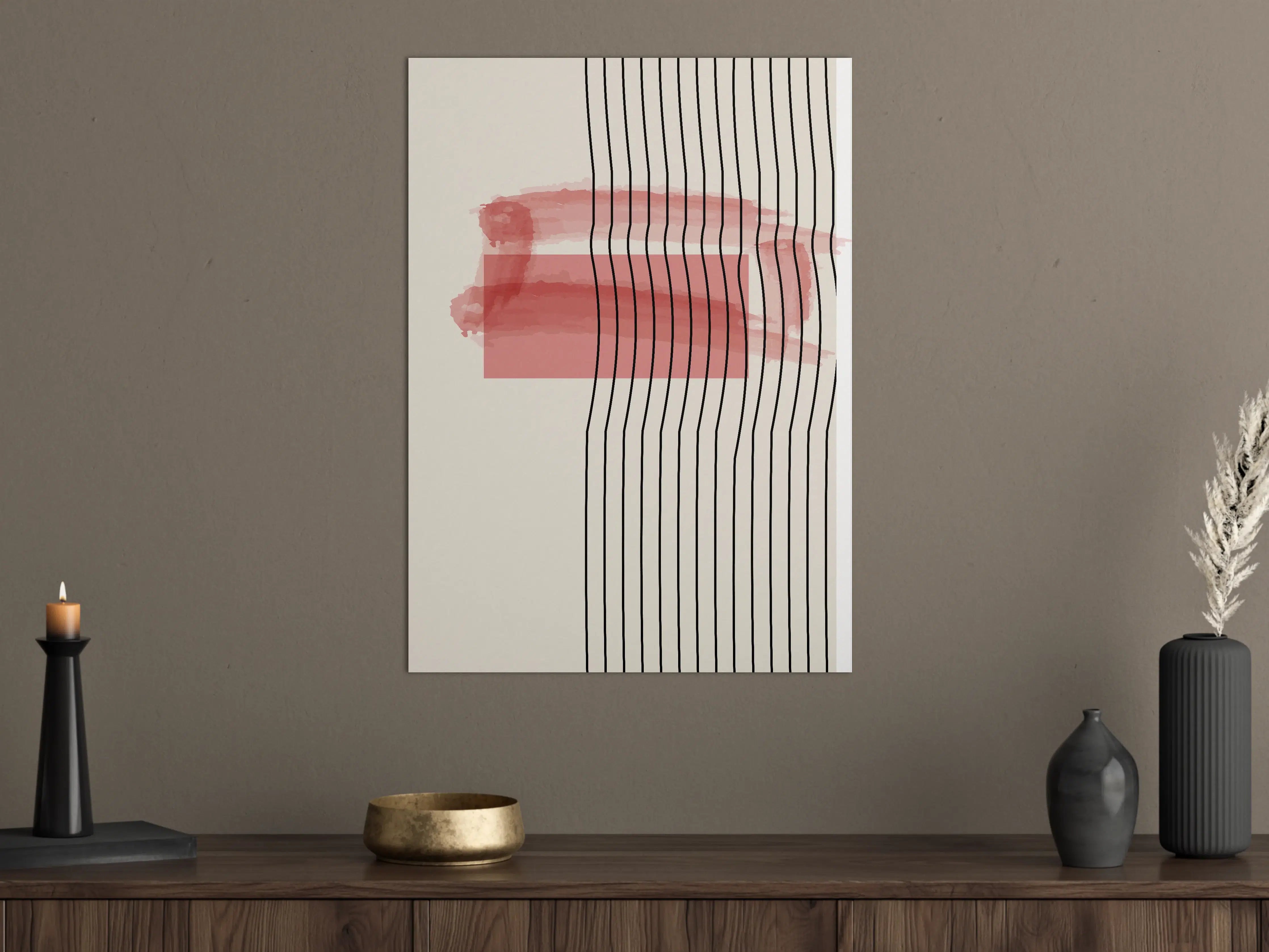 Große Wandbilder - Abstraktes Wasserfarben-Design in Rot und Grau