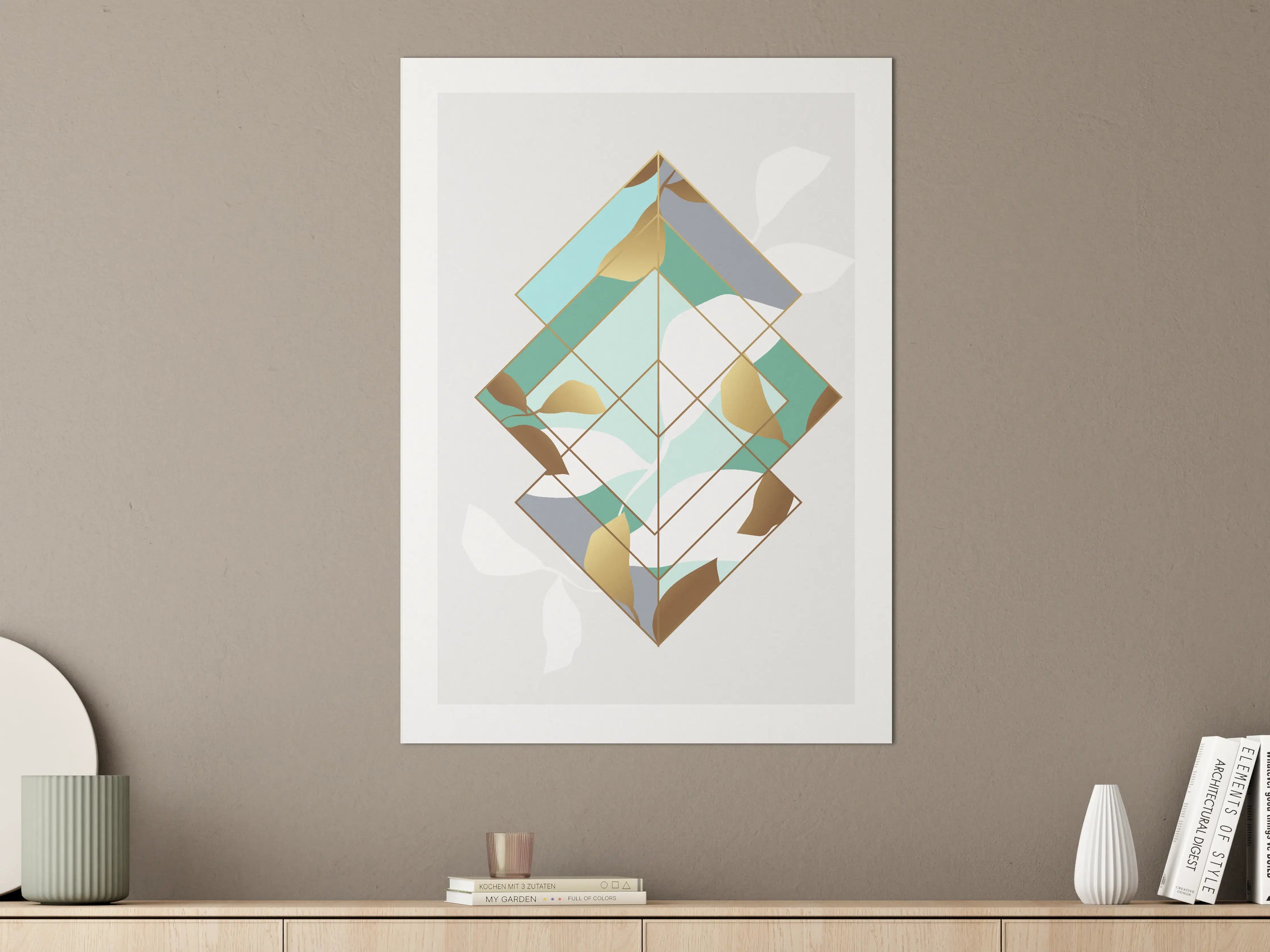 Große Wandbilder - Abstraktes geometrisches Design in sanften Tönen
