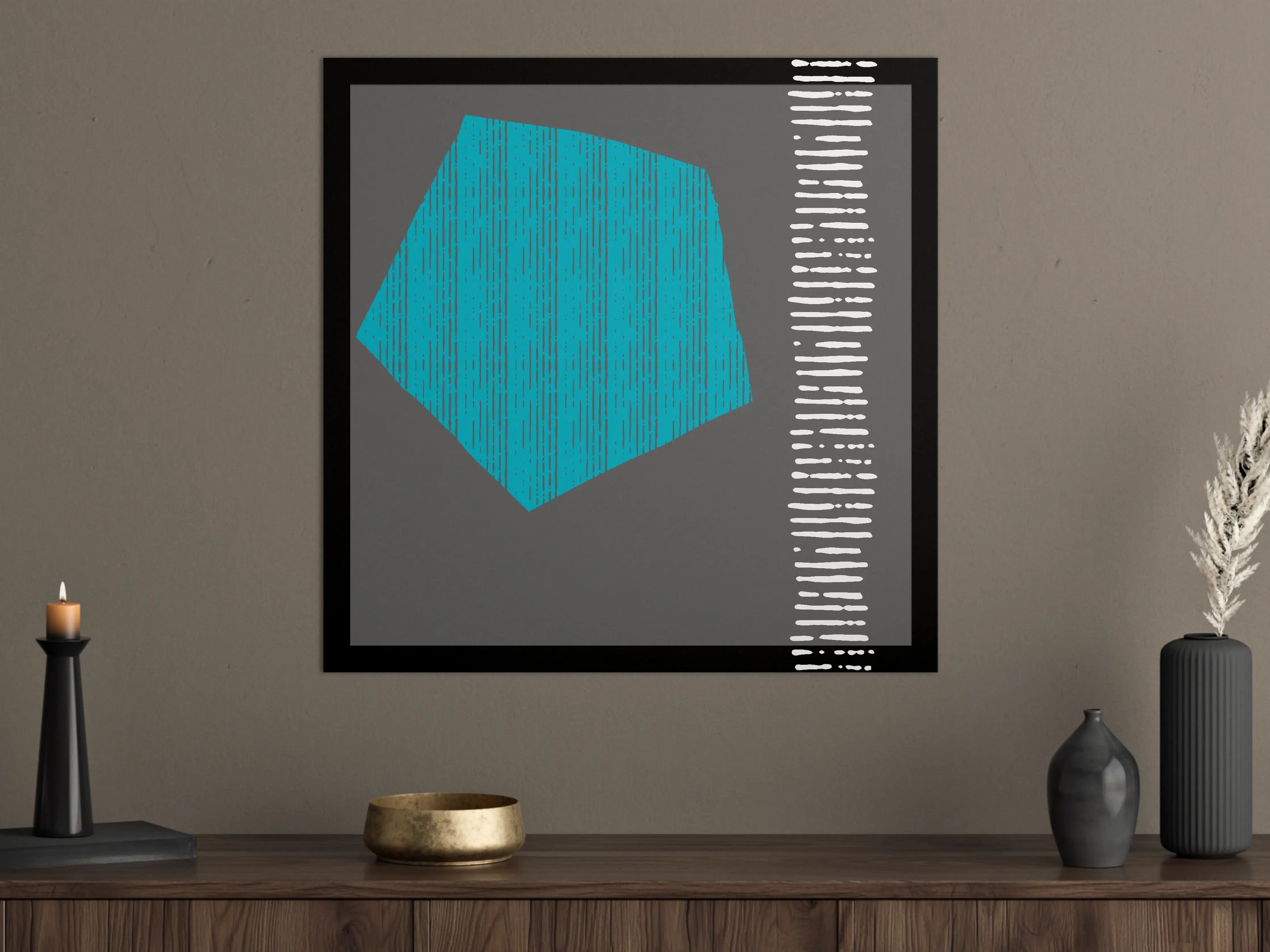 Große Wandbilder - Abstraktes geometrisches Muster in Blau auf dunklem Hintergrund