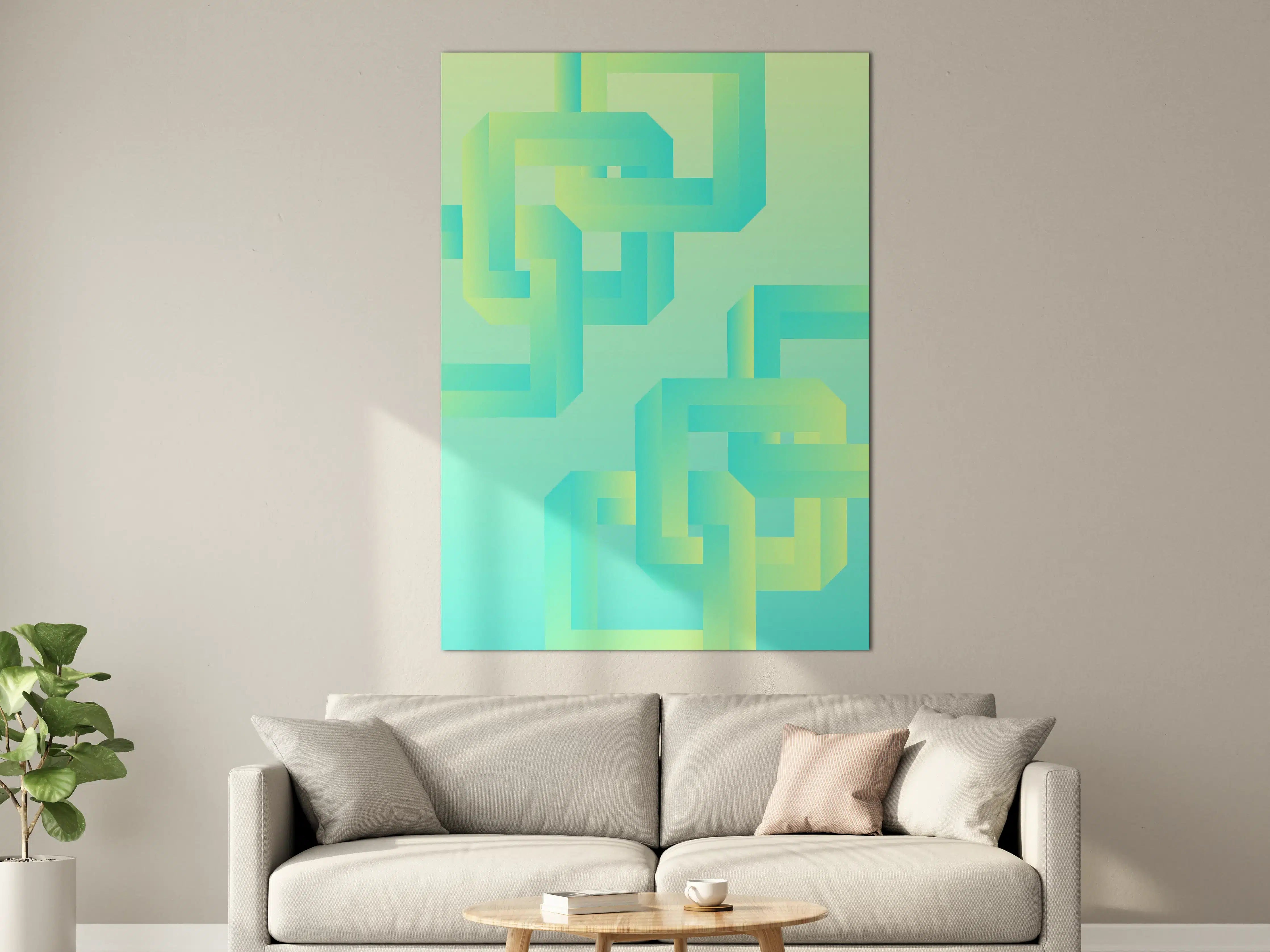 Große Wandbilder - Abstraktes geometrisches Muster in Pastellfarben