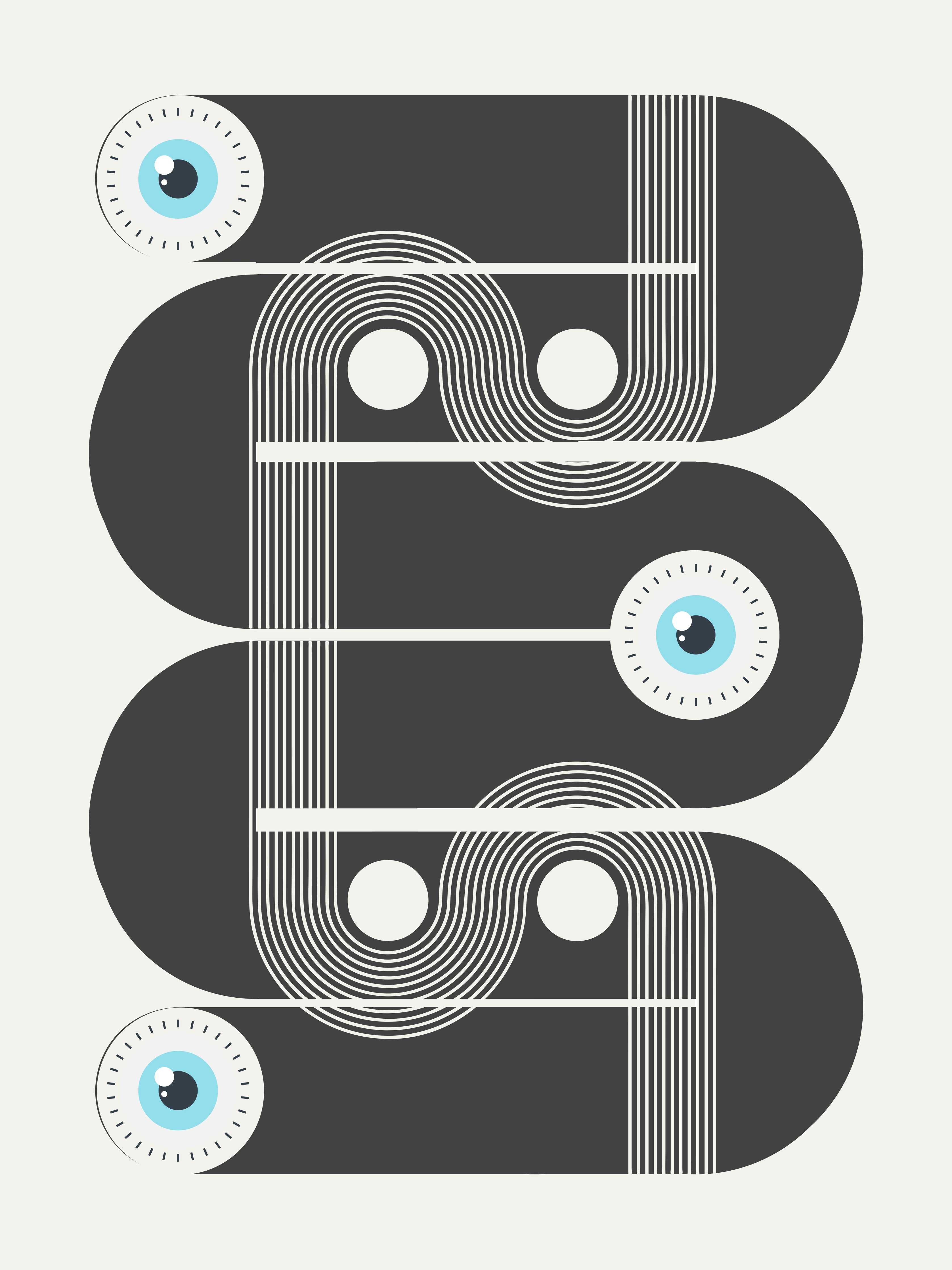 Große Wandbilder-Abstraktes geometrisches Muster in Schwarz-Weiß
