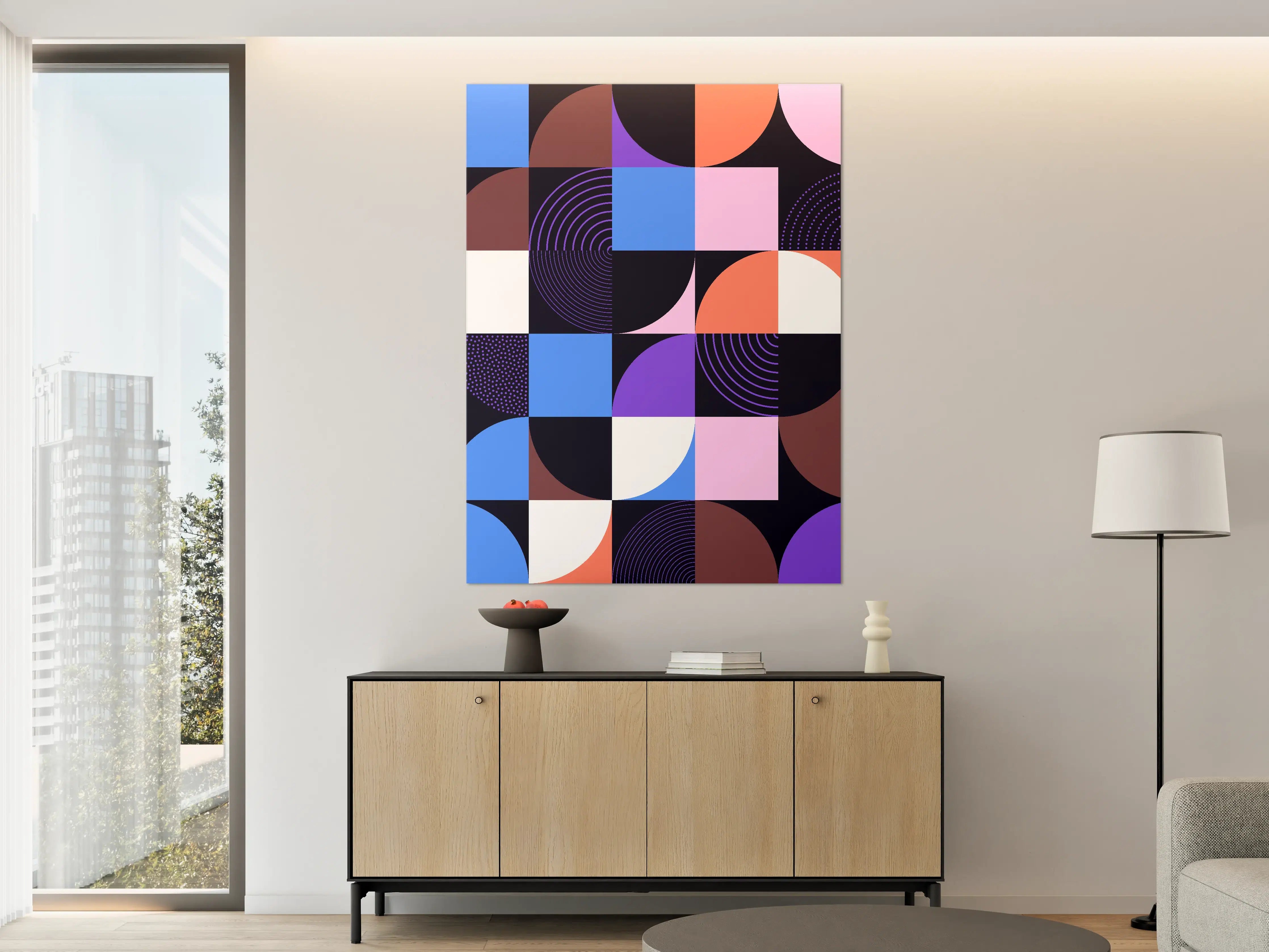 Große Wandbilder - Abstraktes geometrisches Muster in dunklen Farben