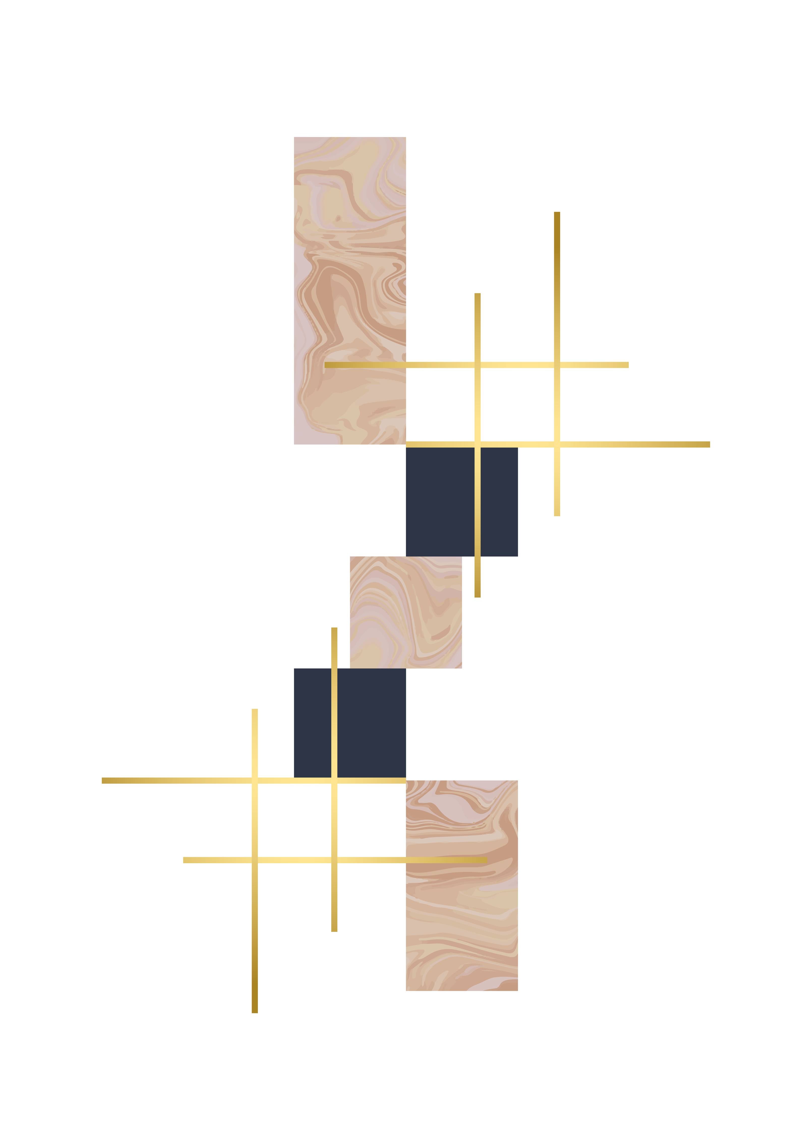 Große Wandbilder-Abstraktes geometrisches Wandbild in Natur- und Dunkel-Tönen mit Goldakzenten