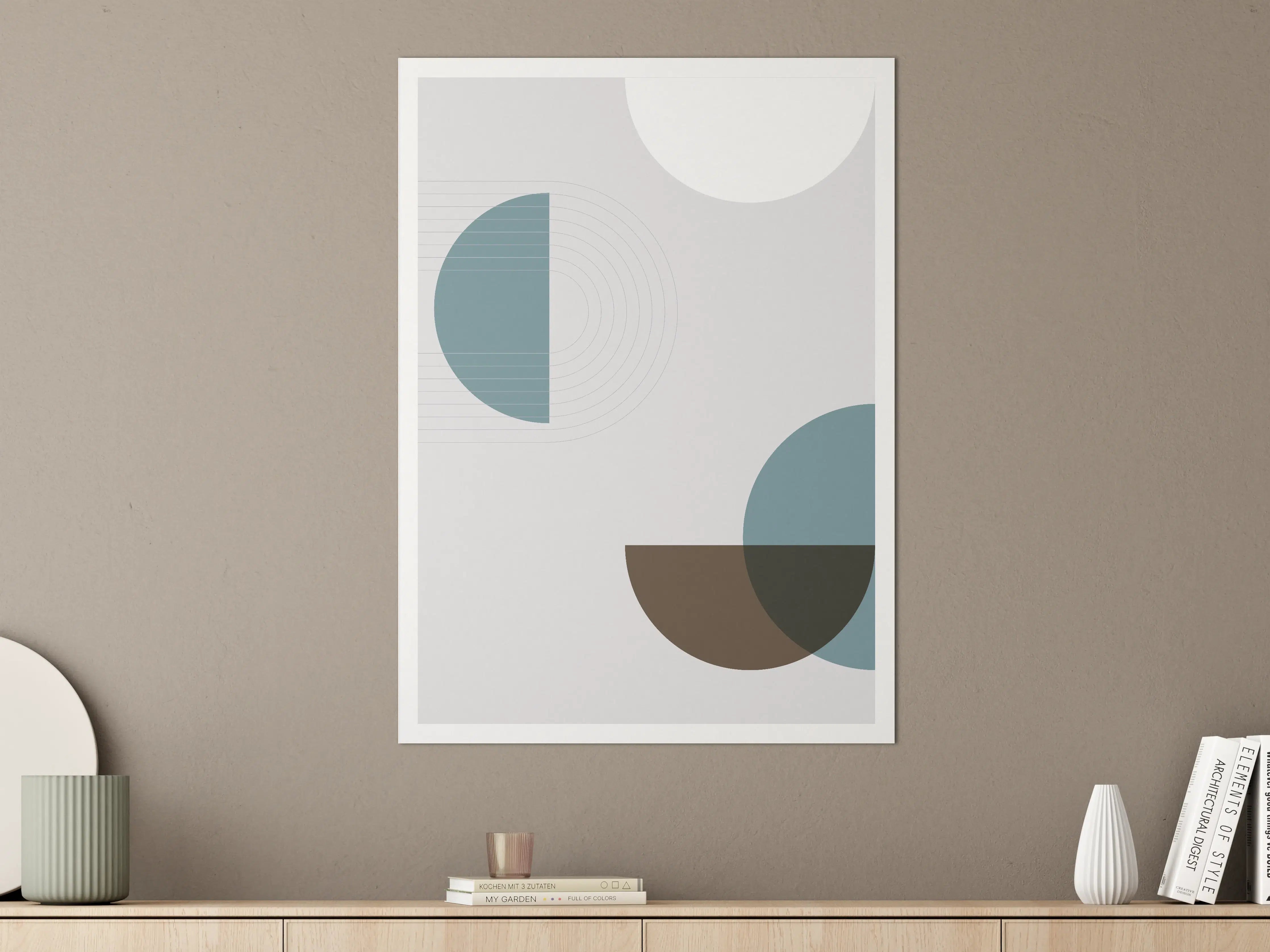 Große Wandbilder - Abstraktes geometrisches Wandbild in gedeckten Tönen