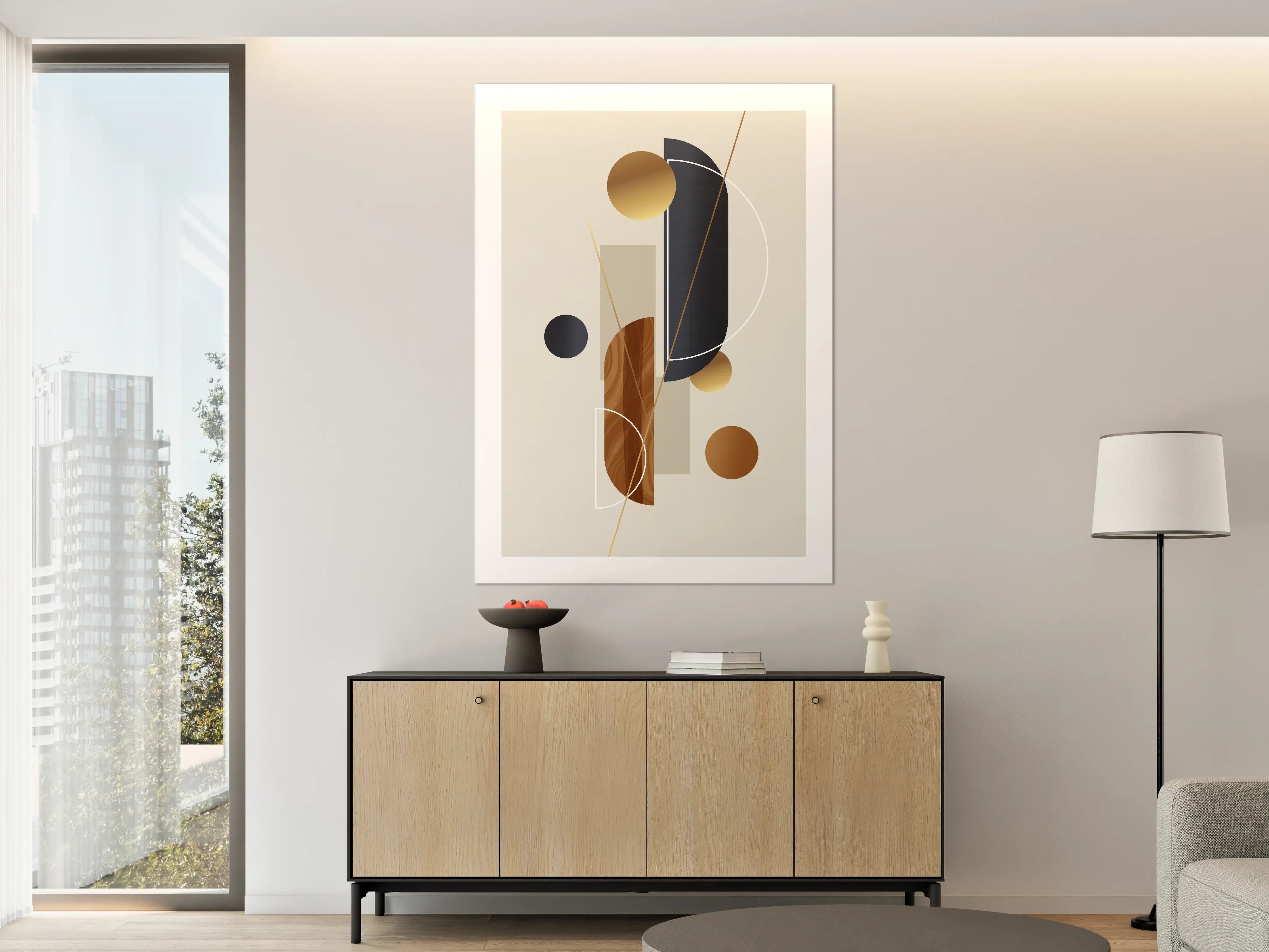 Große Wandbilder - Abstraktes geometrisches Wandbild in warmen Erdtönen