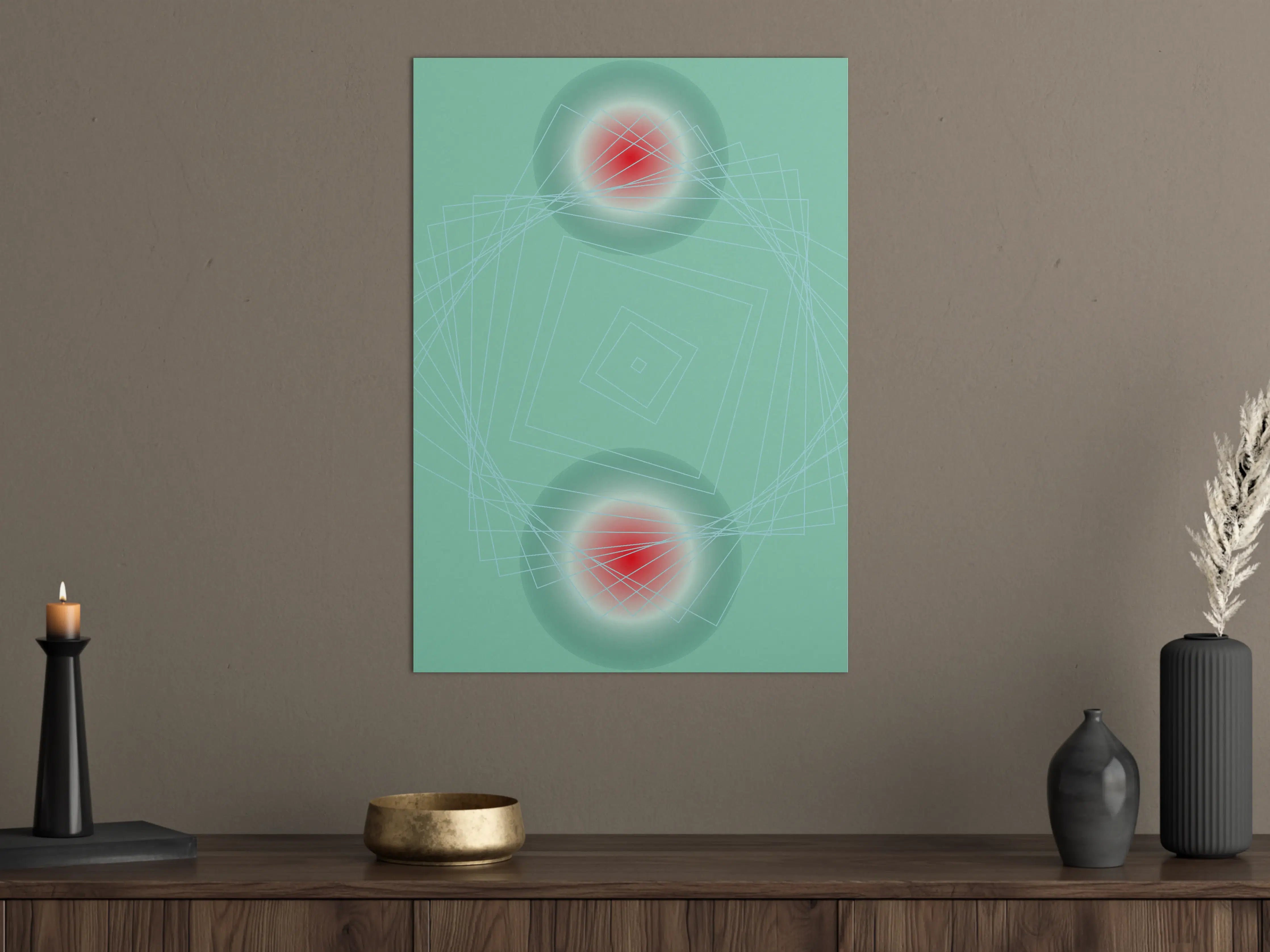 Große Wandbilder - Abstraktes, modernes Digitalkunstwerk mit geometrischen Formen