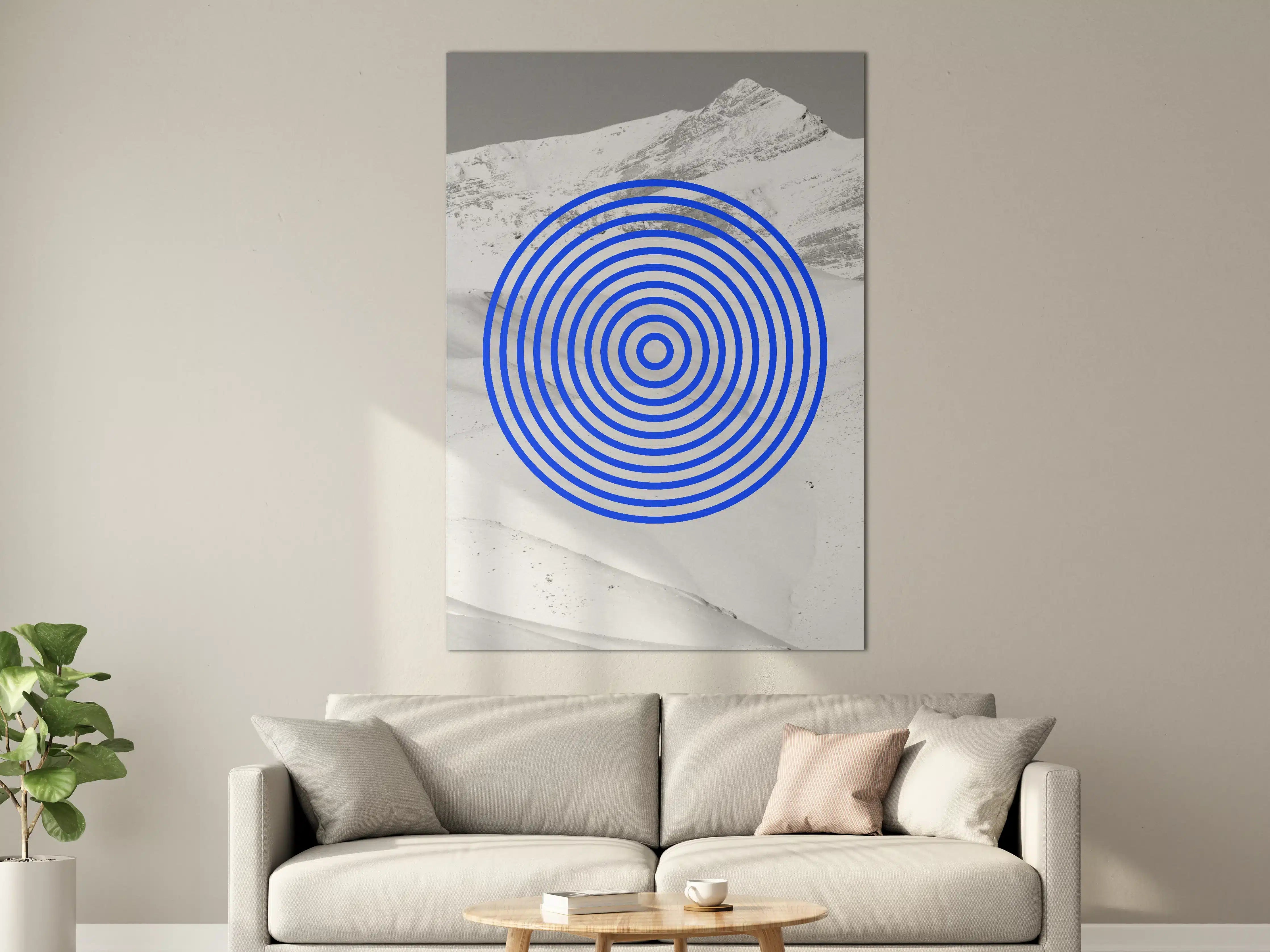 Große Wandbilder - Abstraktes, modernes Wandbild mit blauer Kreisstruktur