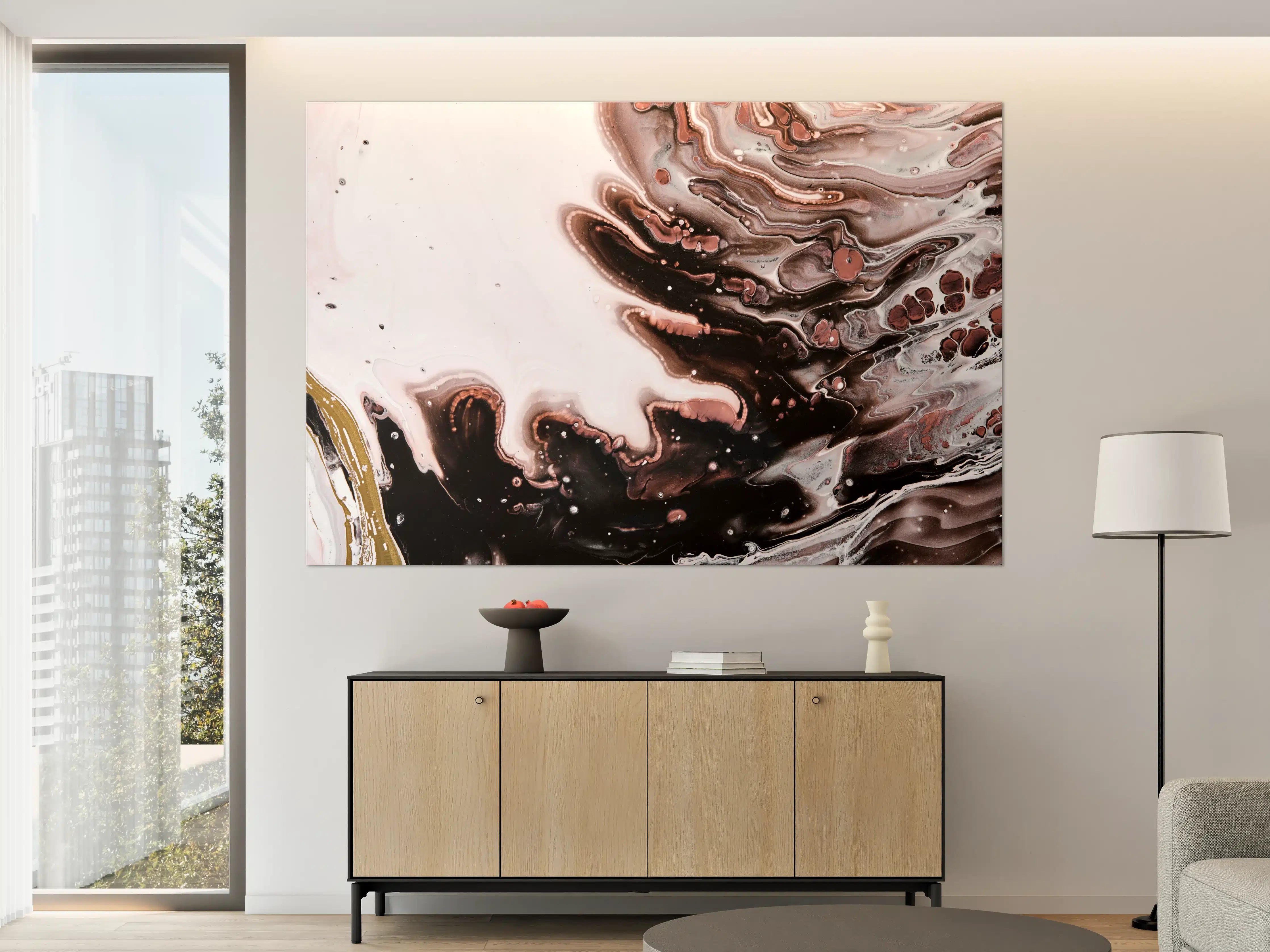 Große Wandbilder - Acryl Flüssigkunst - Dunkle Farben