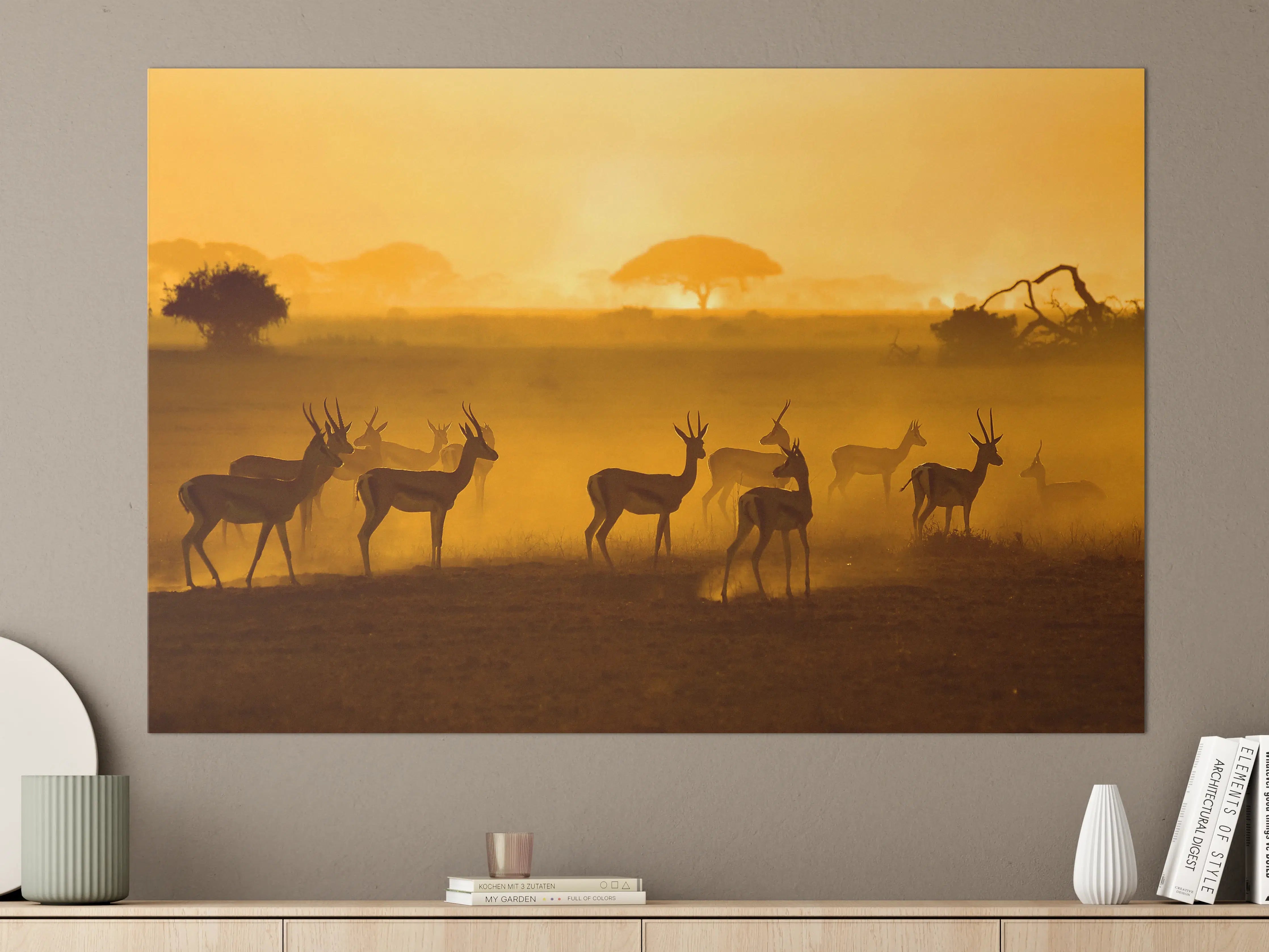 Große Wandbilder - Afrikanische Tierwelt bei Sonnenuntergang