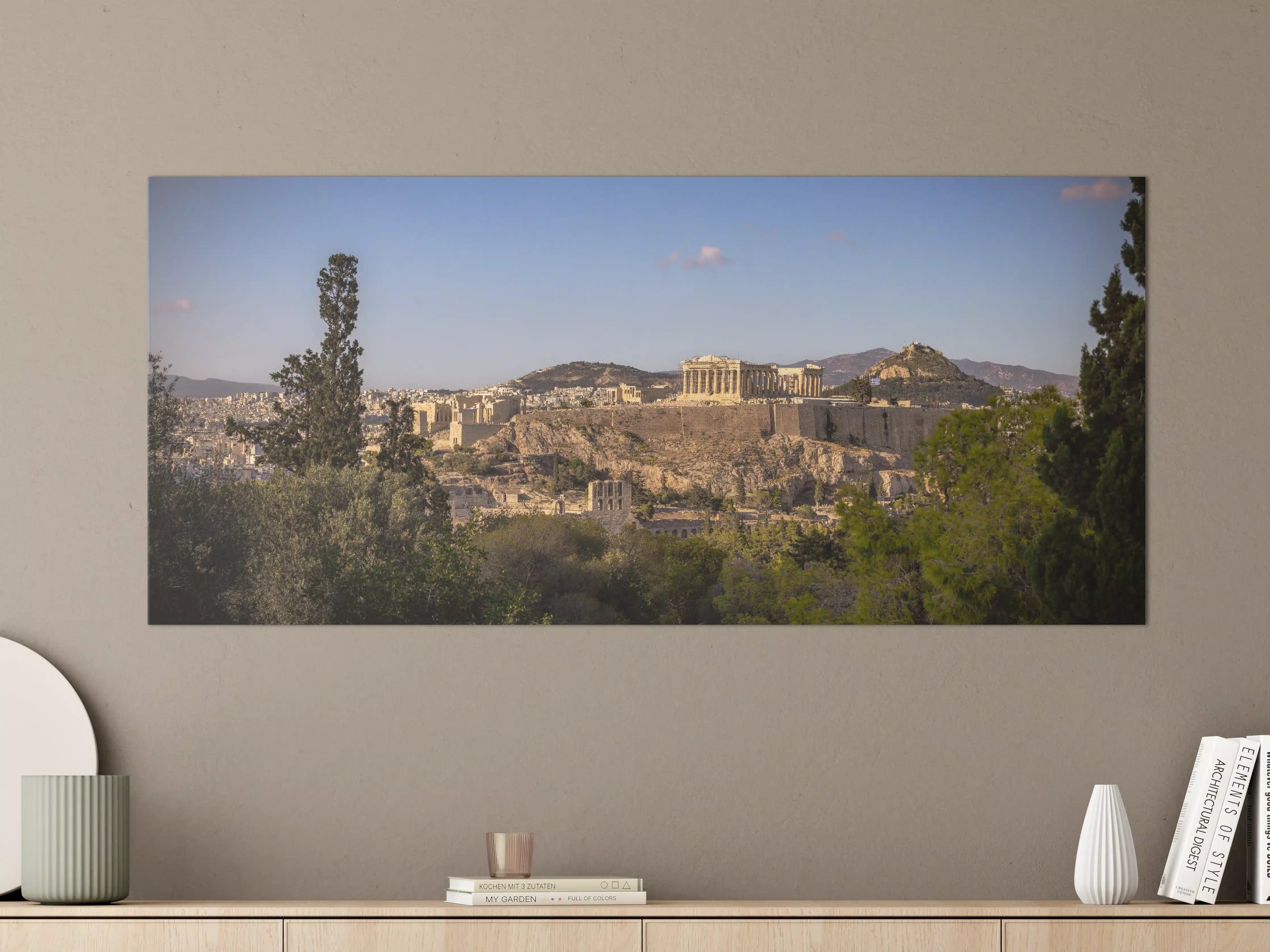 Große Wandbilder - Akropolis Panorama Beige-Blau