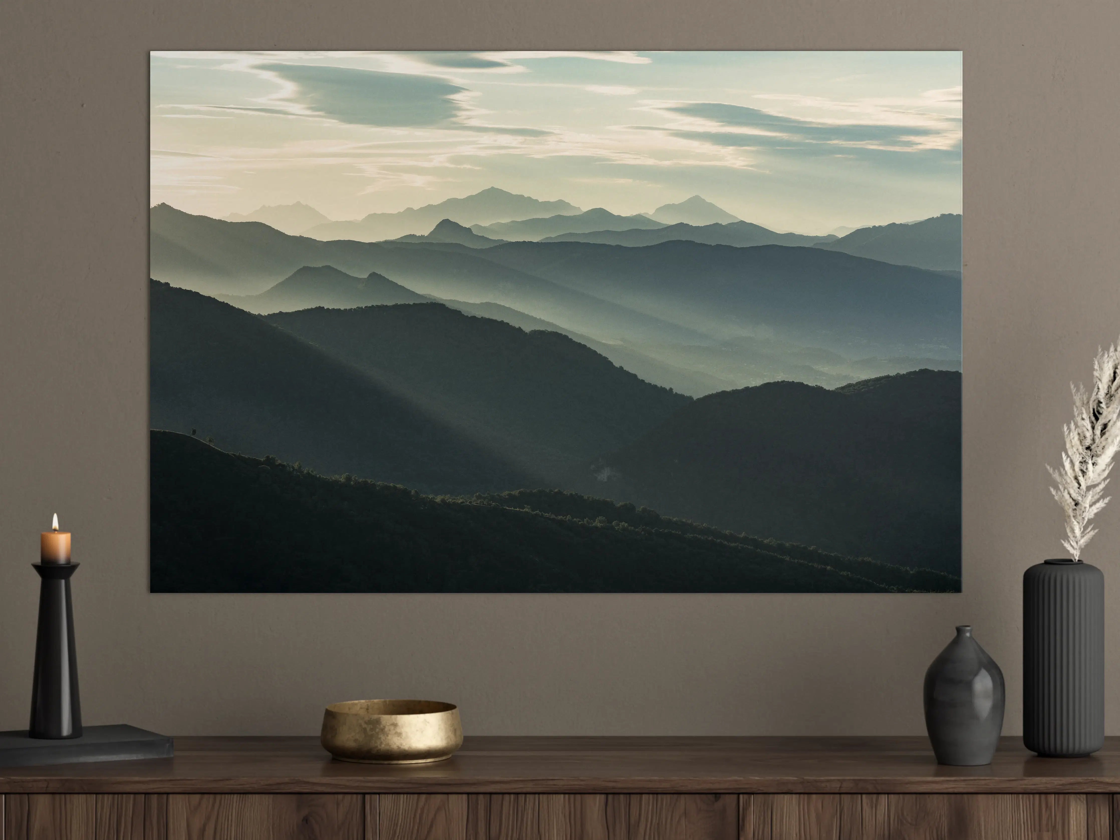 Große Wandbilder - Alpen Morgenlicht Silhouetten
