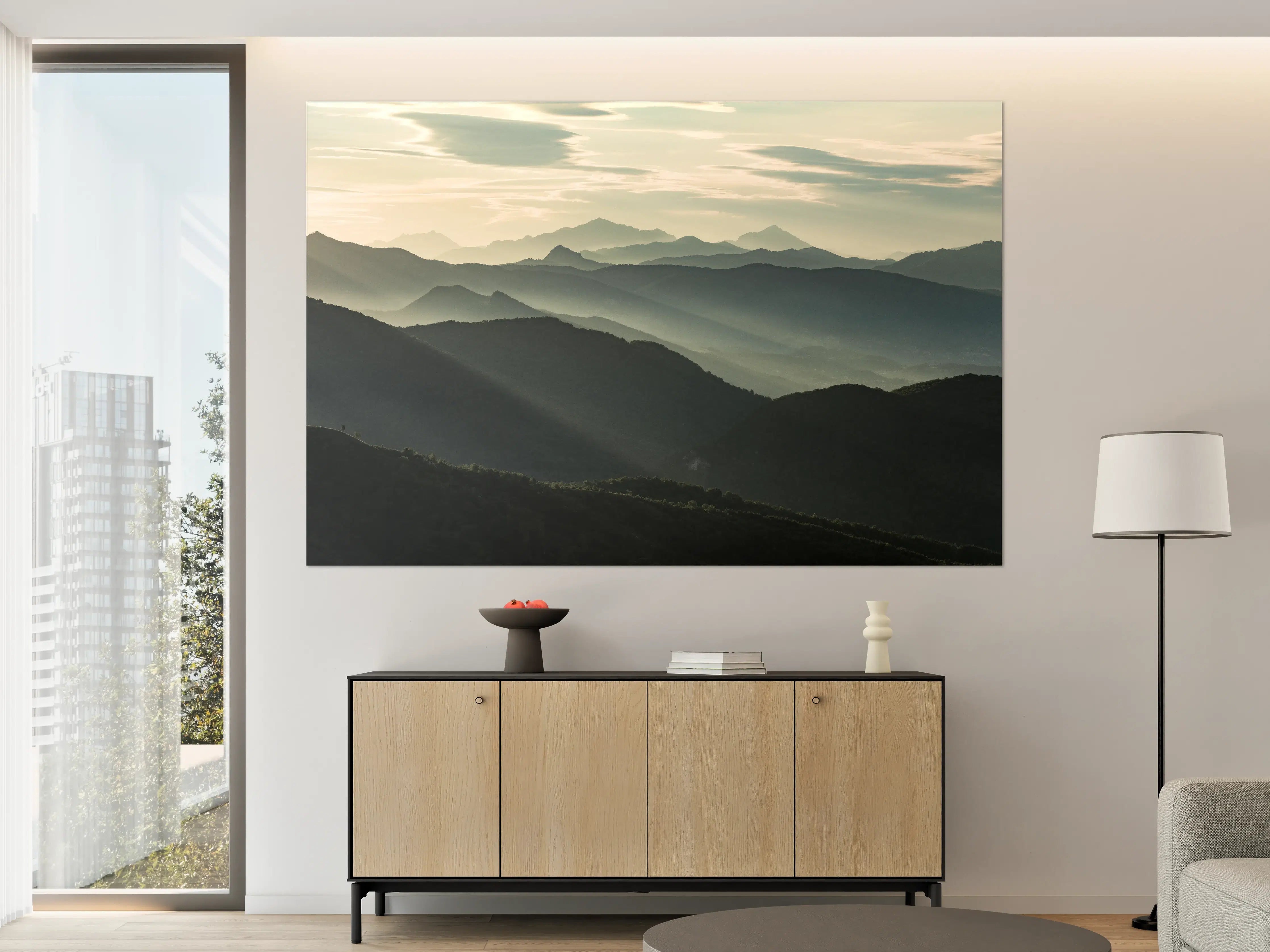 Große Wandbilder - Alpen Morgenlicht Silhouetten