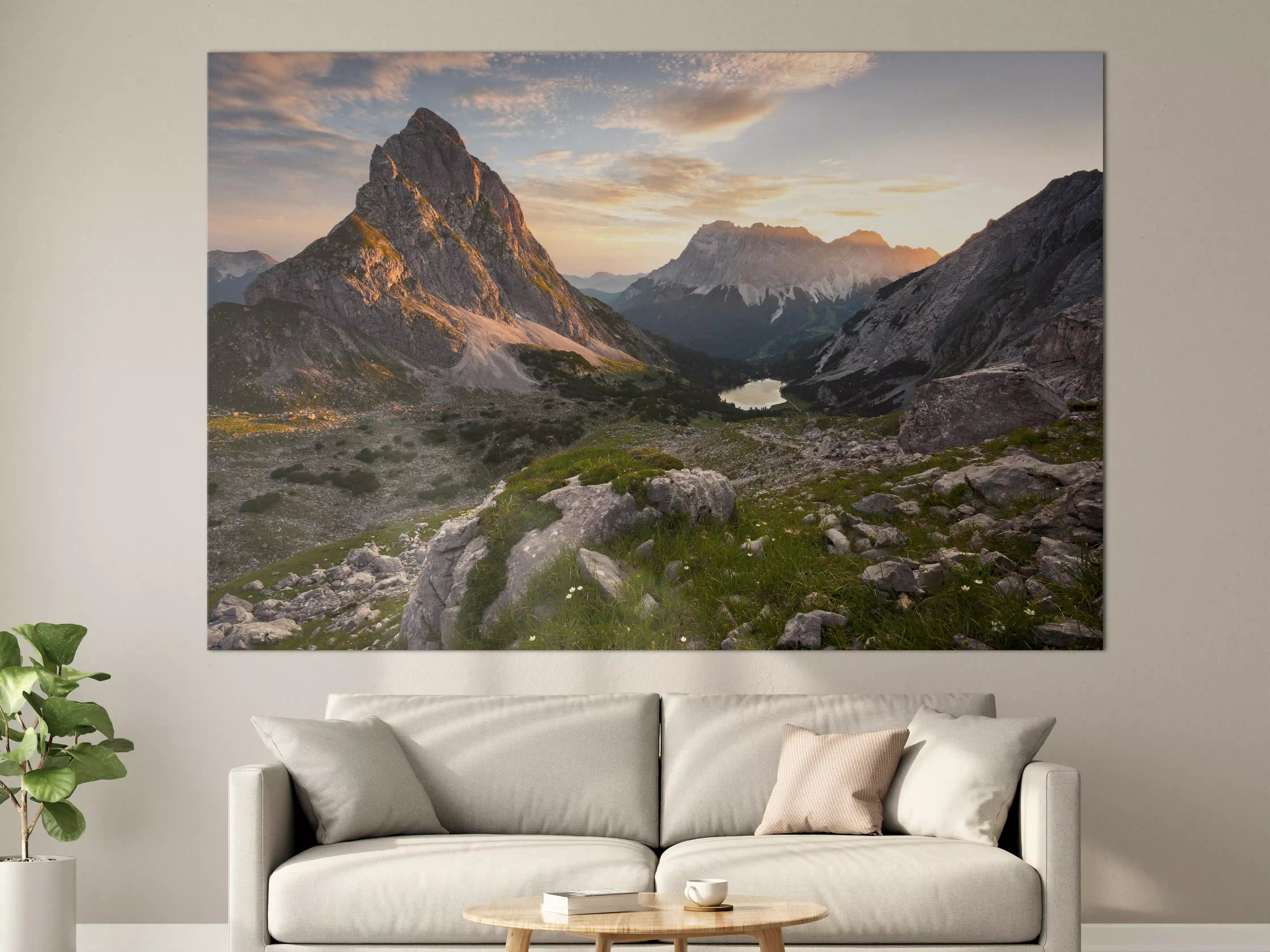 Große Wandbilder - Alpenglühen am Bergsee