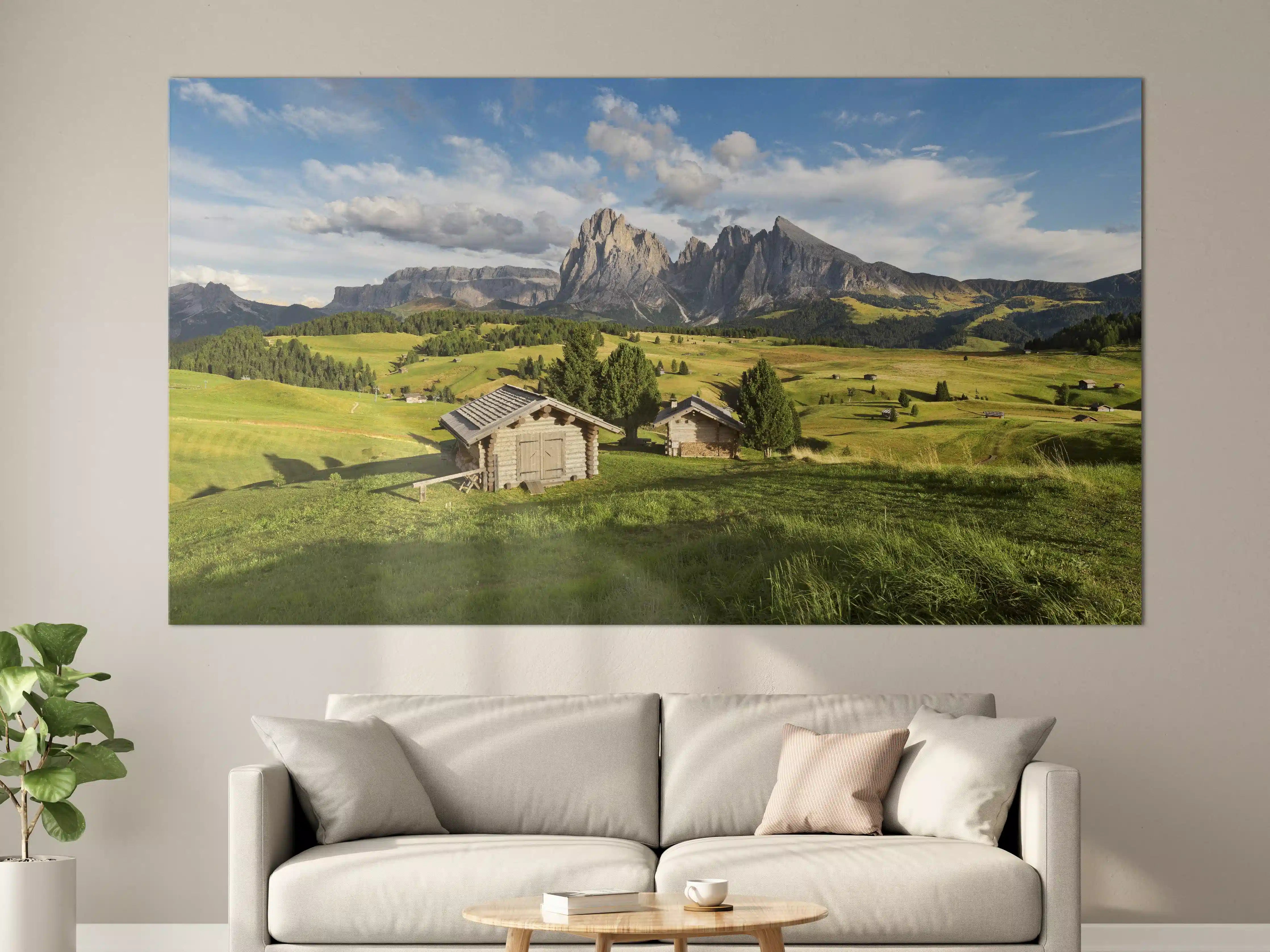 Große Wandbilder - Alpenidylle mit grünen Wiesen