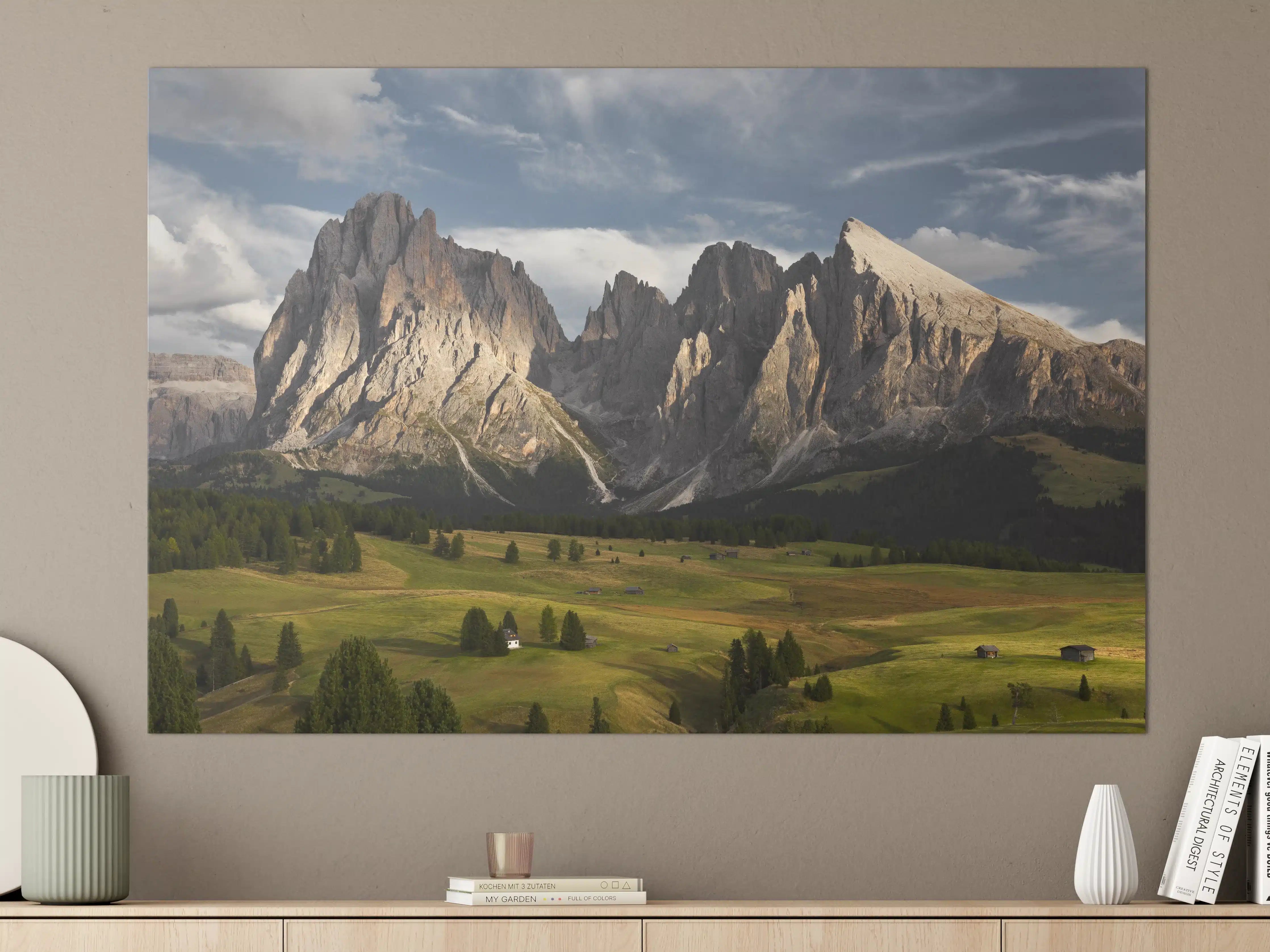 Große Wandbilder - Alpenpanorama Dolomiten Wiese