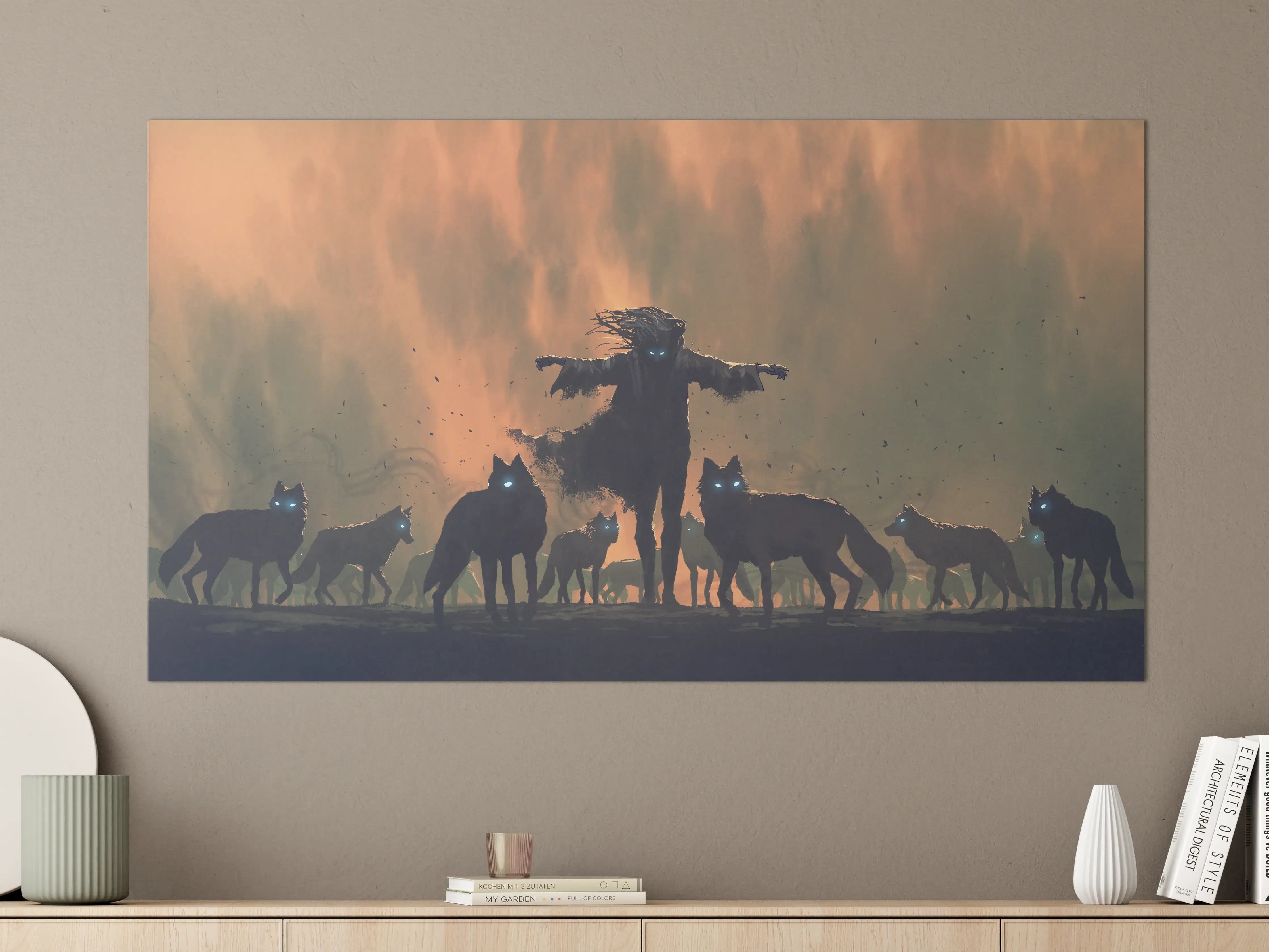 Große Wandbilder - Alpha-Wolf Silhouette Dämmerung
