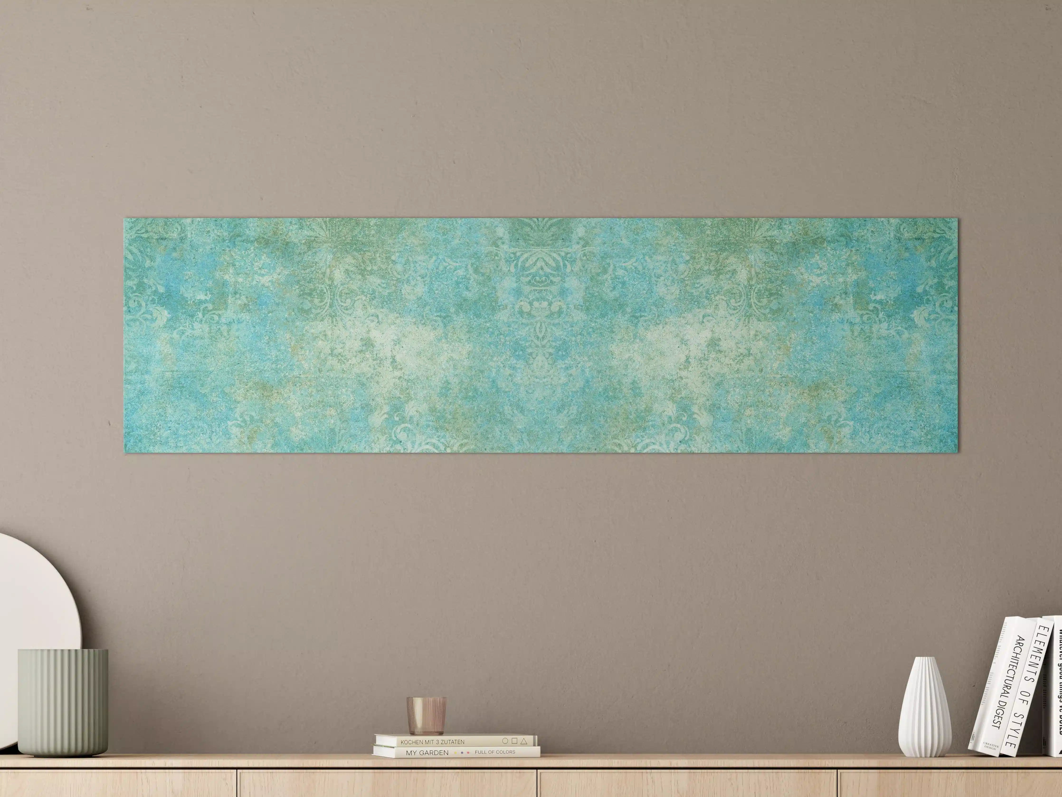 Große Wandbilder - Alte blaugrüne Vintage-Fliesen