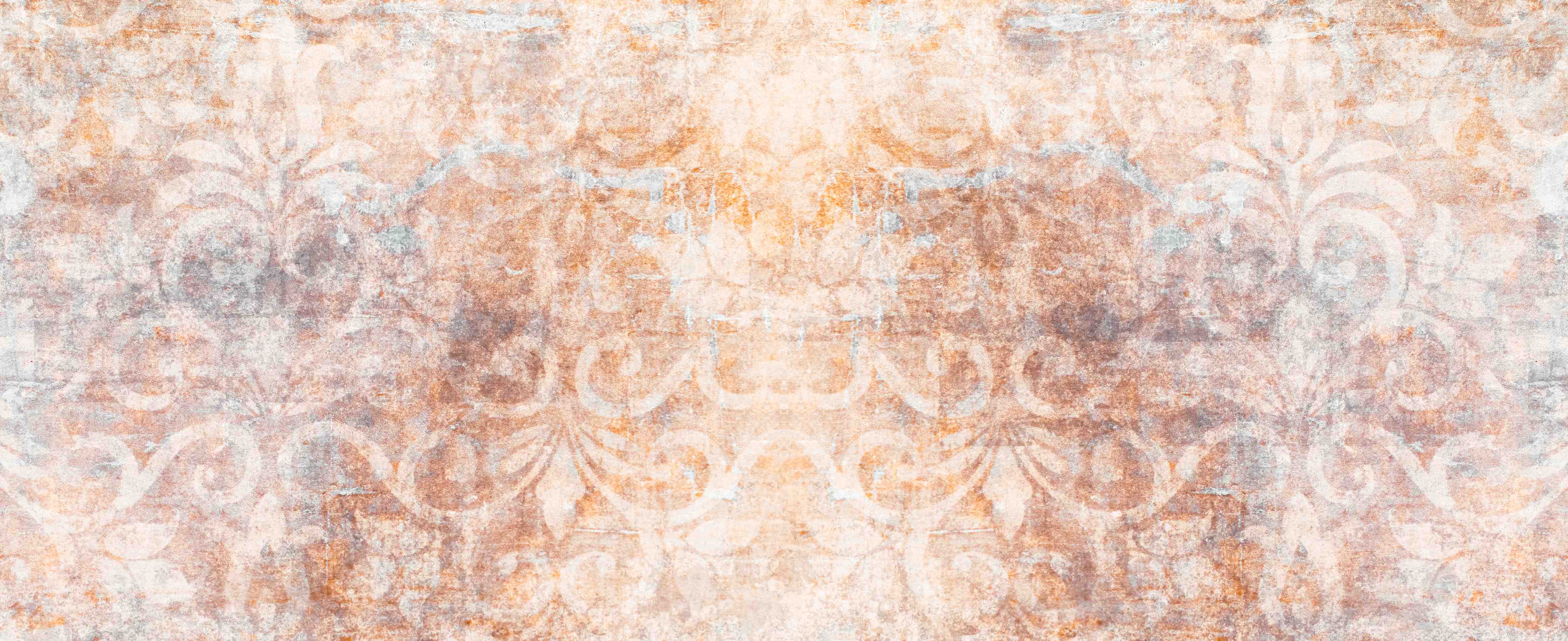 Große Wandbilder-Alte braun-orange-weiß Fliesenpatchwork
