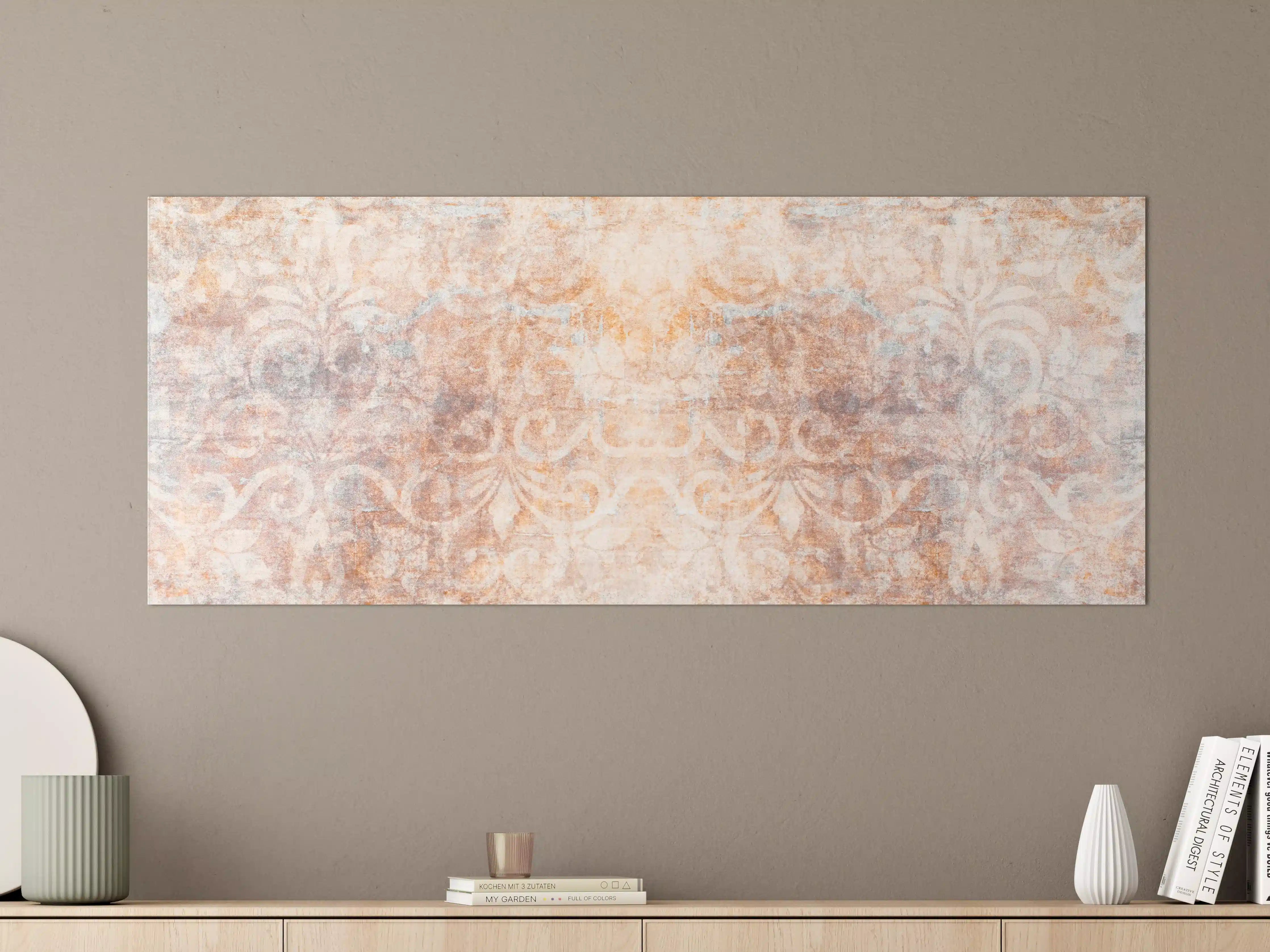 Große Wandbilder - Alte braun-orange-weiß Fliesenpatchwork