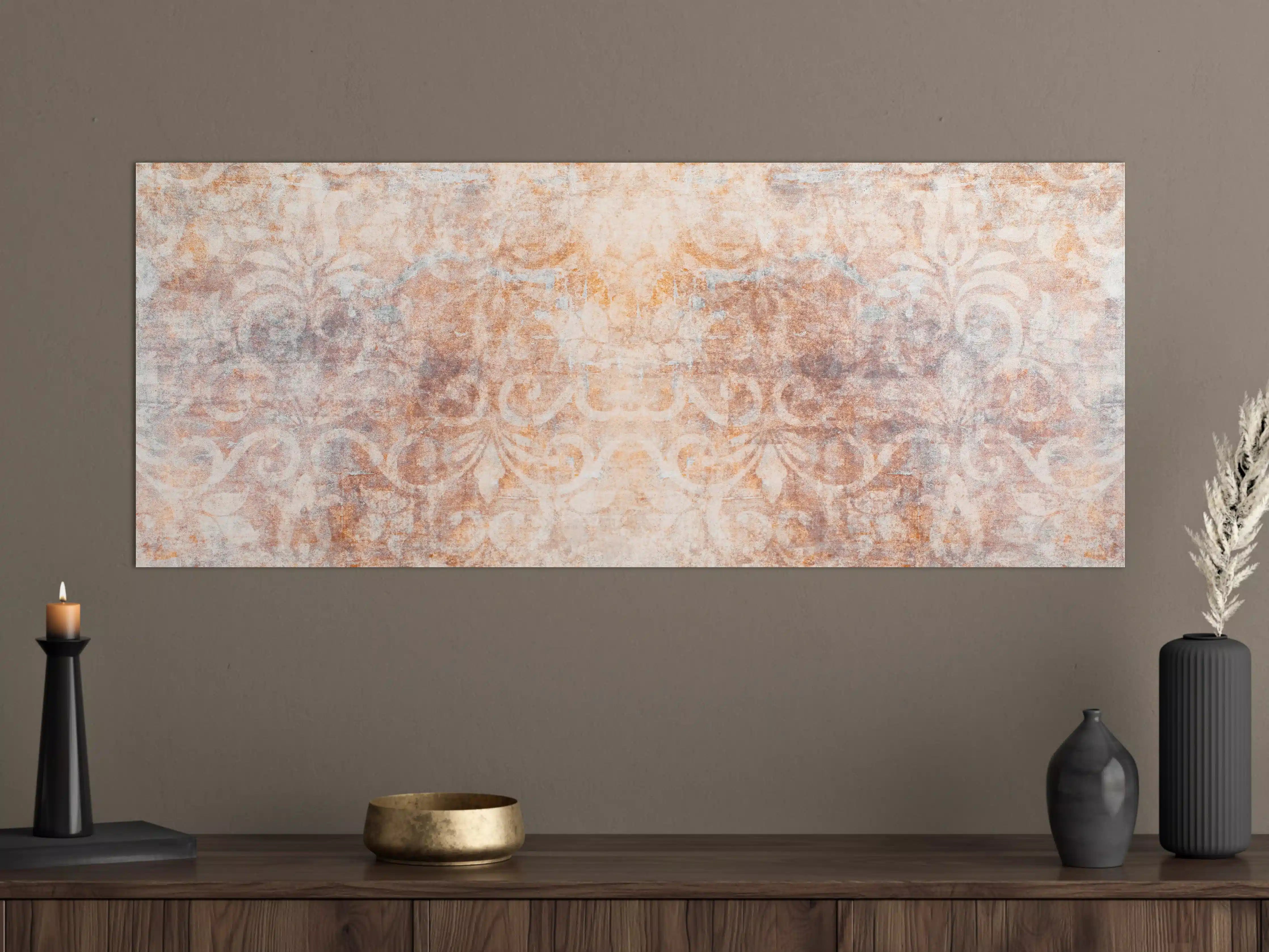 Große Wandbilder - Alte braun-orange-weiß Fliesenpatchwork