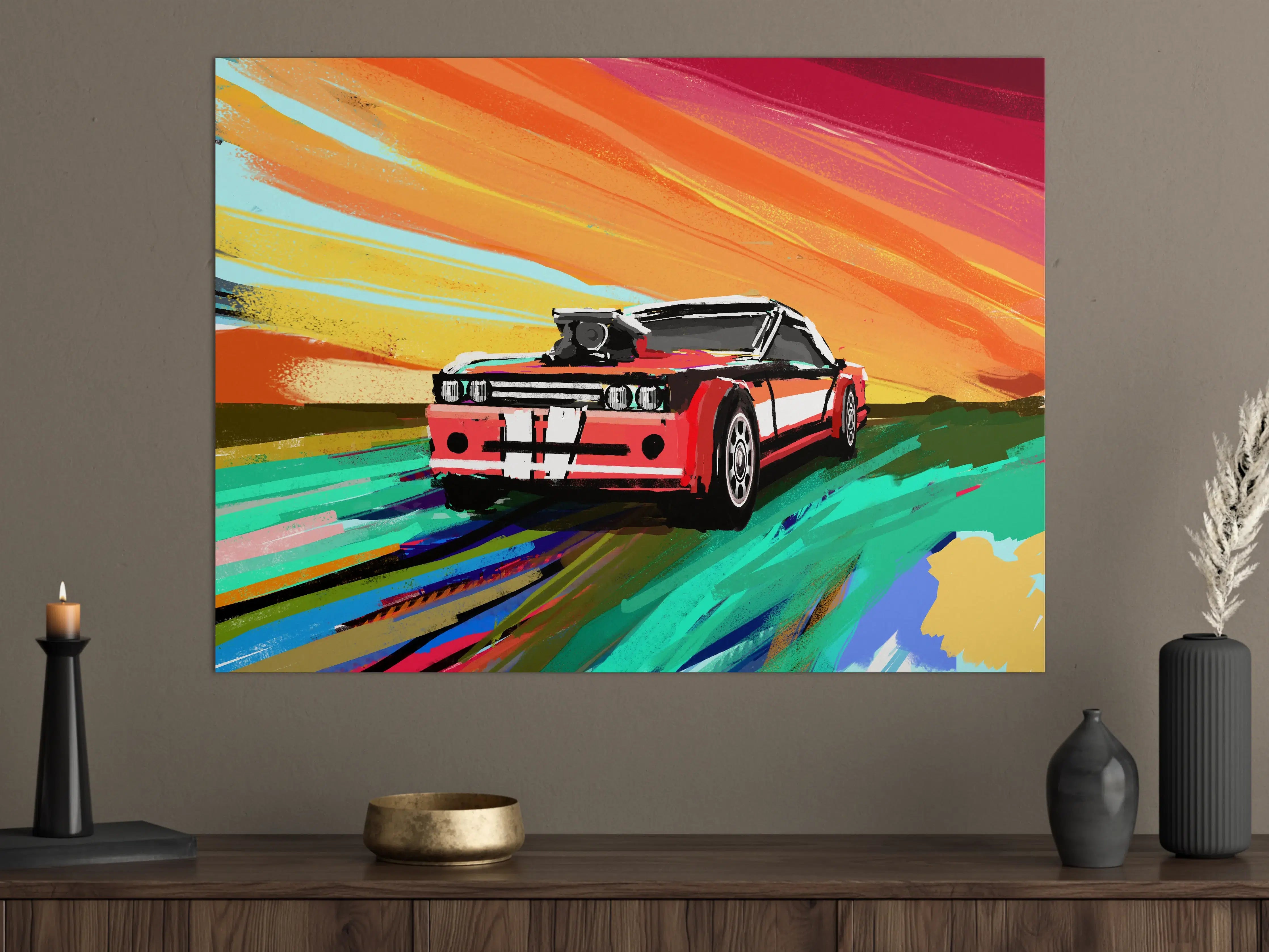Große Wandbilder - Amerikanisches 70er-Jahre-Muscle-Car Gemälde