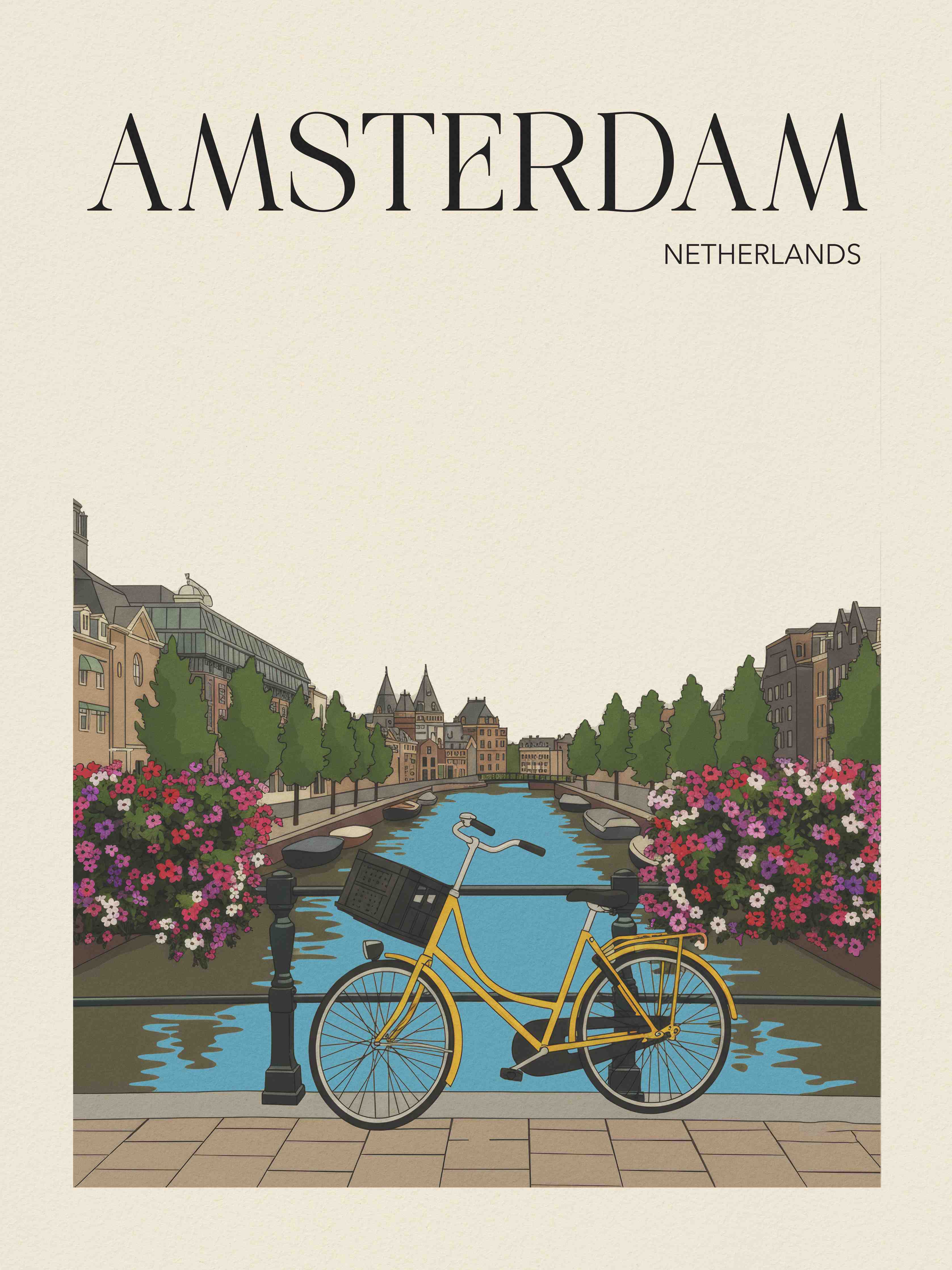 Große Wandbilder-Amsterdam Stadtbild mit Fahrrad
