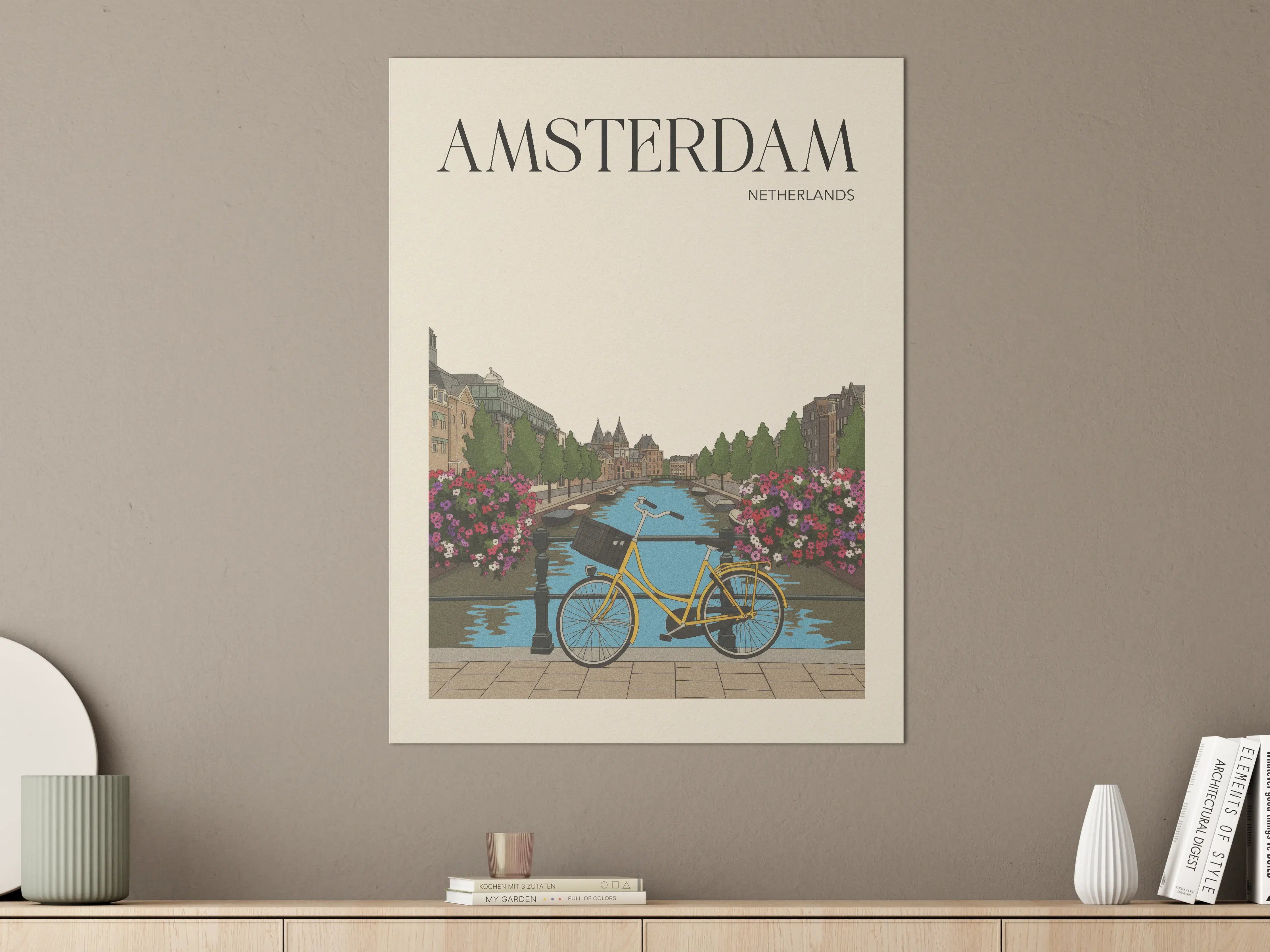 Große Wandbilder - Amsterdam Stadtbild mit Fahrrad